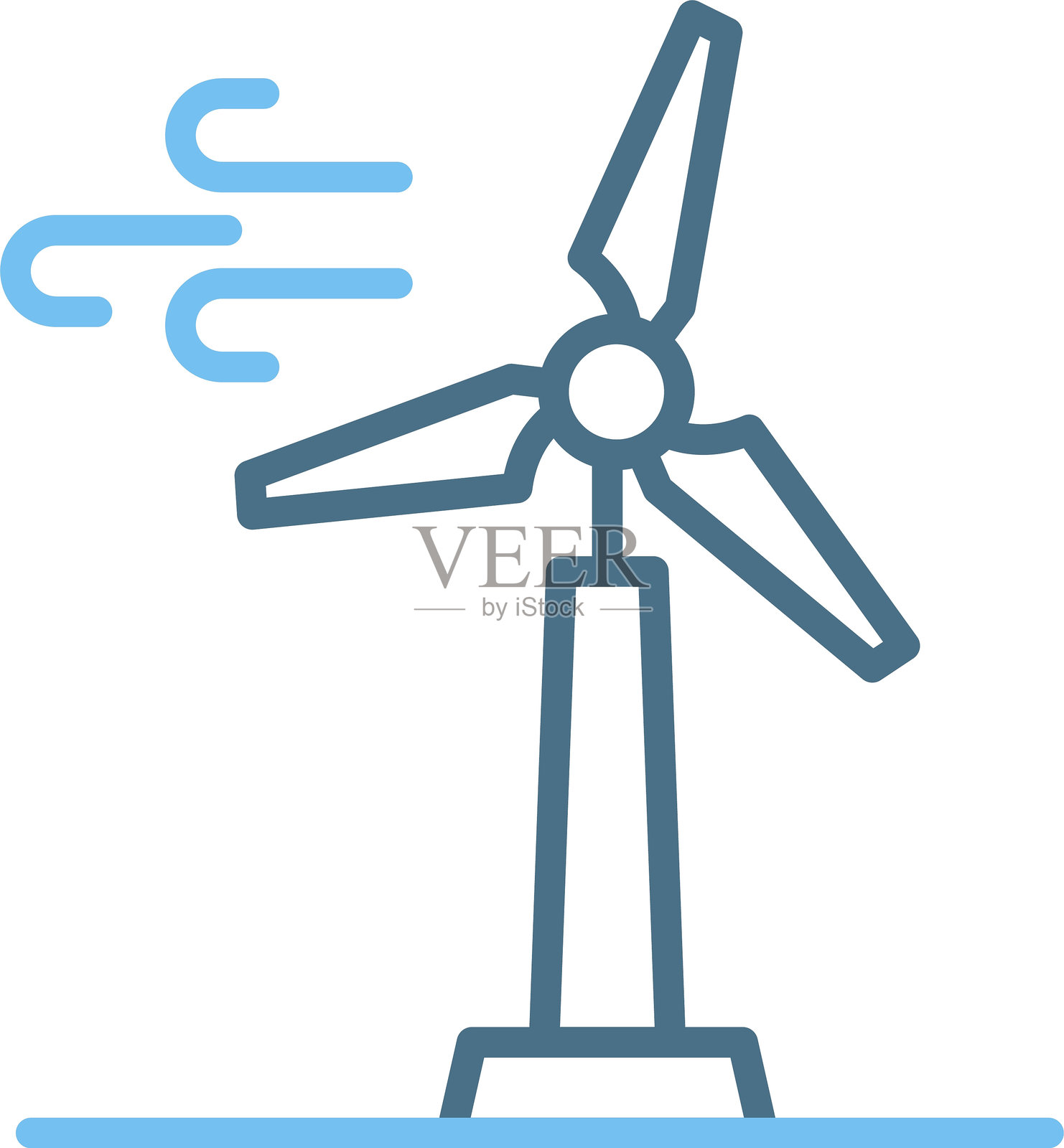 风车线条双色图标插画图片素材