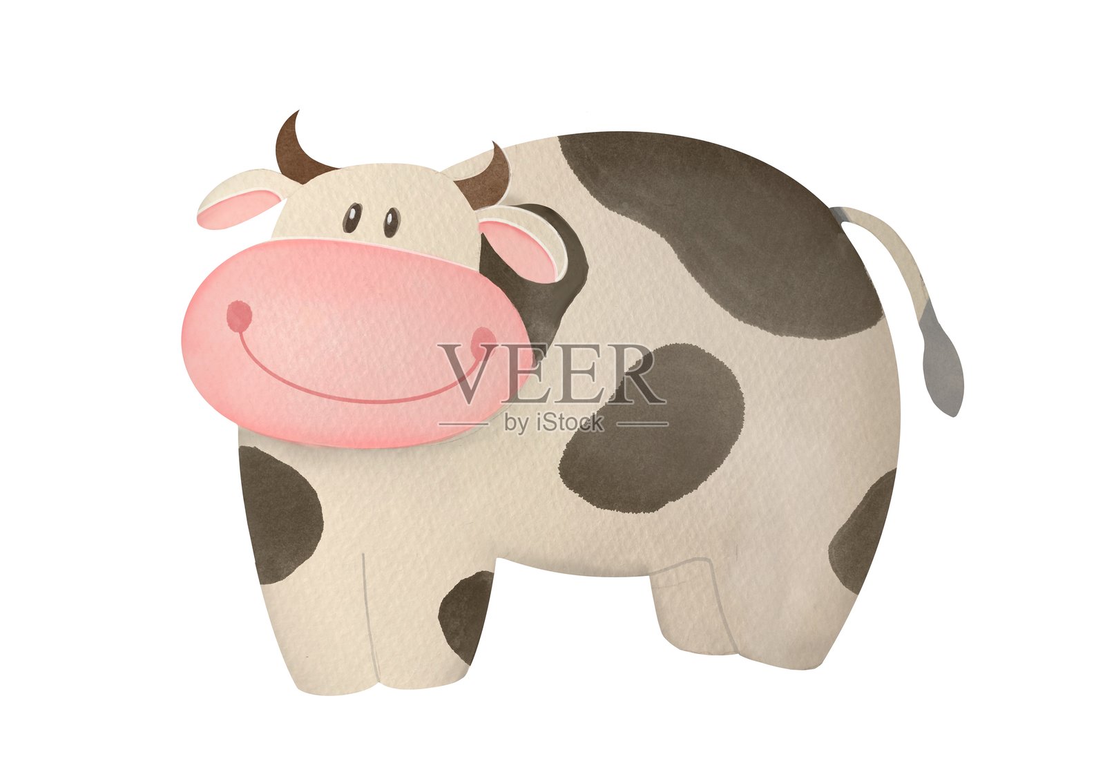 可爱的牛。适合儿童的搞笑农场动物,剪贴画和剪切元素设计照片摄影图片