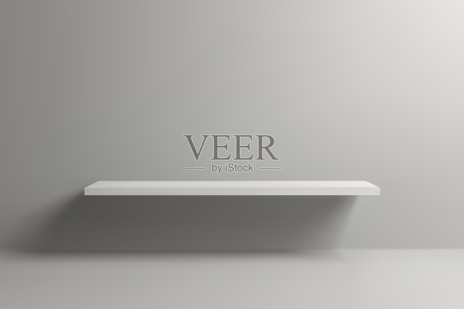 Minimalist White Floating Shelf on Gray Wall插画图片素材