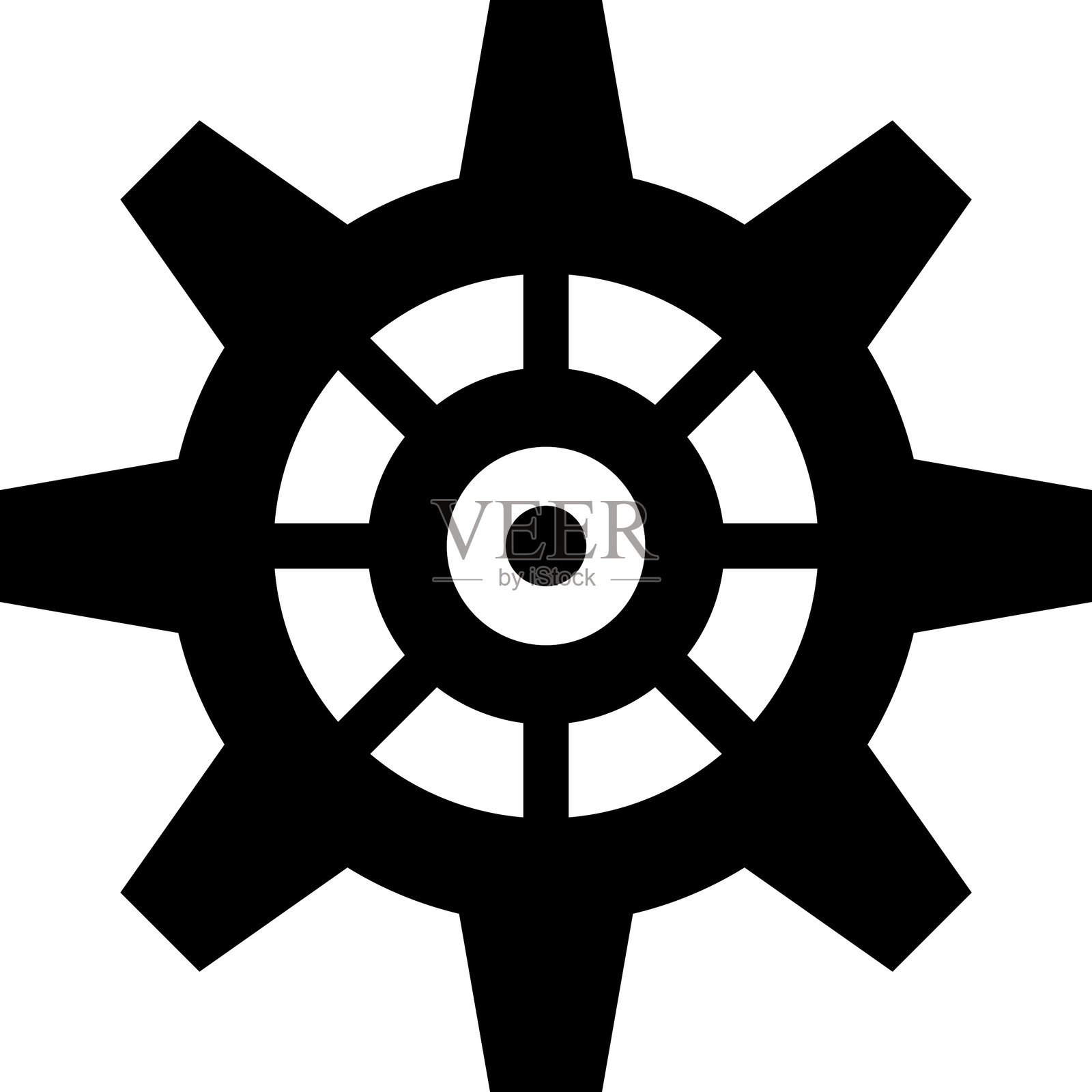 齿轮图标。连接的齿轮,齿轮轮廓矢量插图。插画图片素材