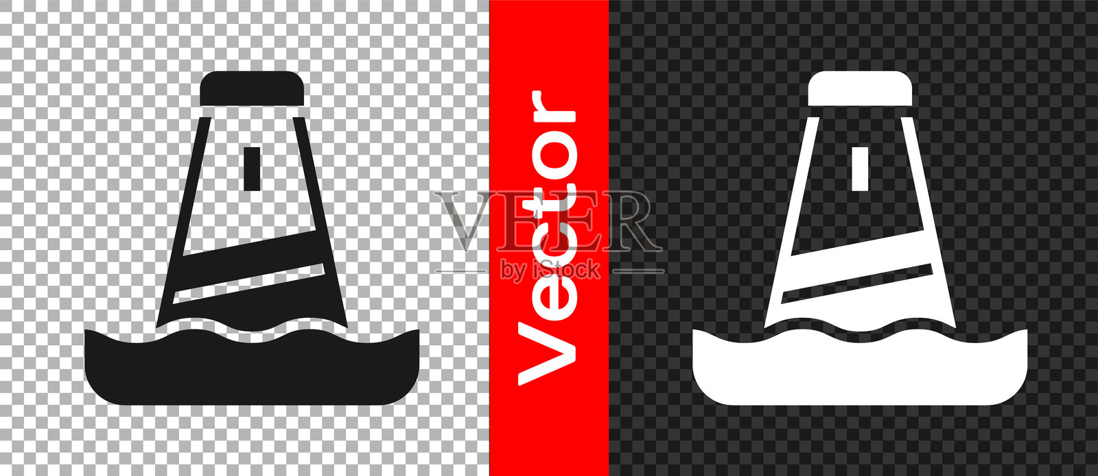 黑色灯塔图标,背景透明。矢量图。插画图片素材