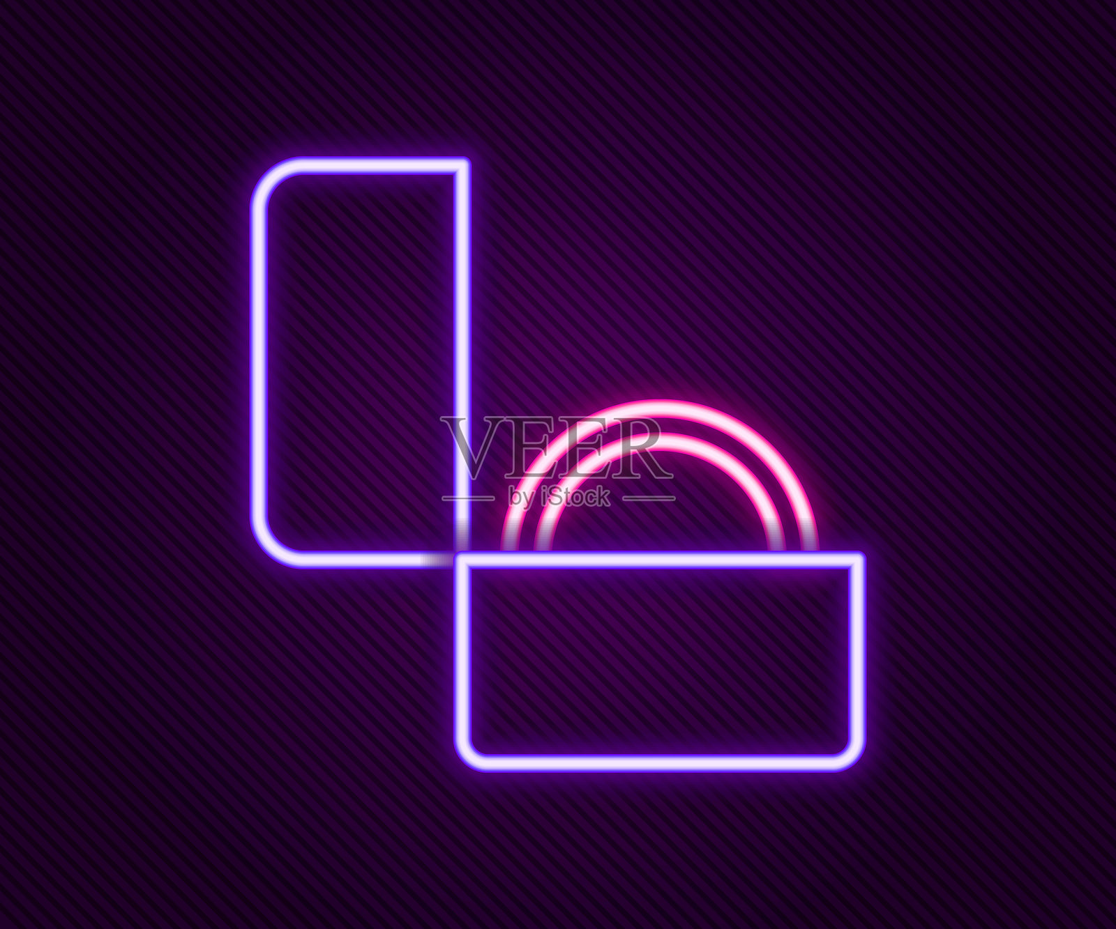 发光的霓虹线钻石订婚戒指图标,背景为黑色。彩色轮廓概念。矢量图。插画图片素材