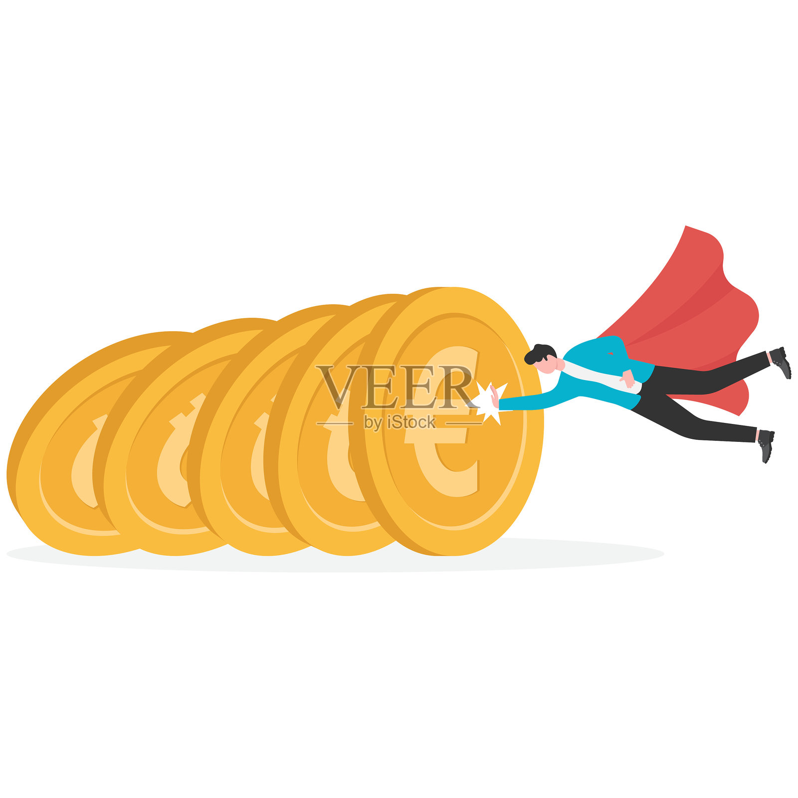 管理金融危机和风险,克服财务问题,货币政策,插画图片素材