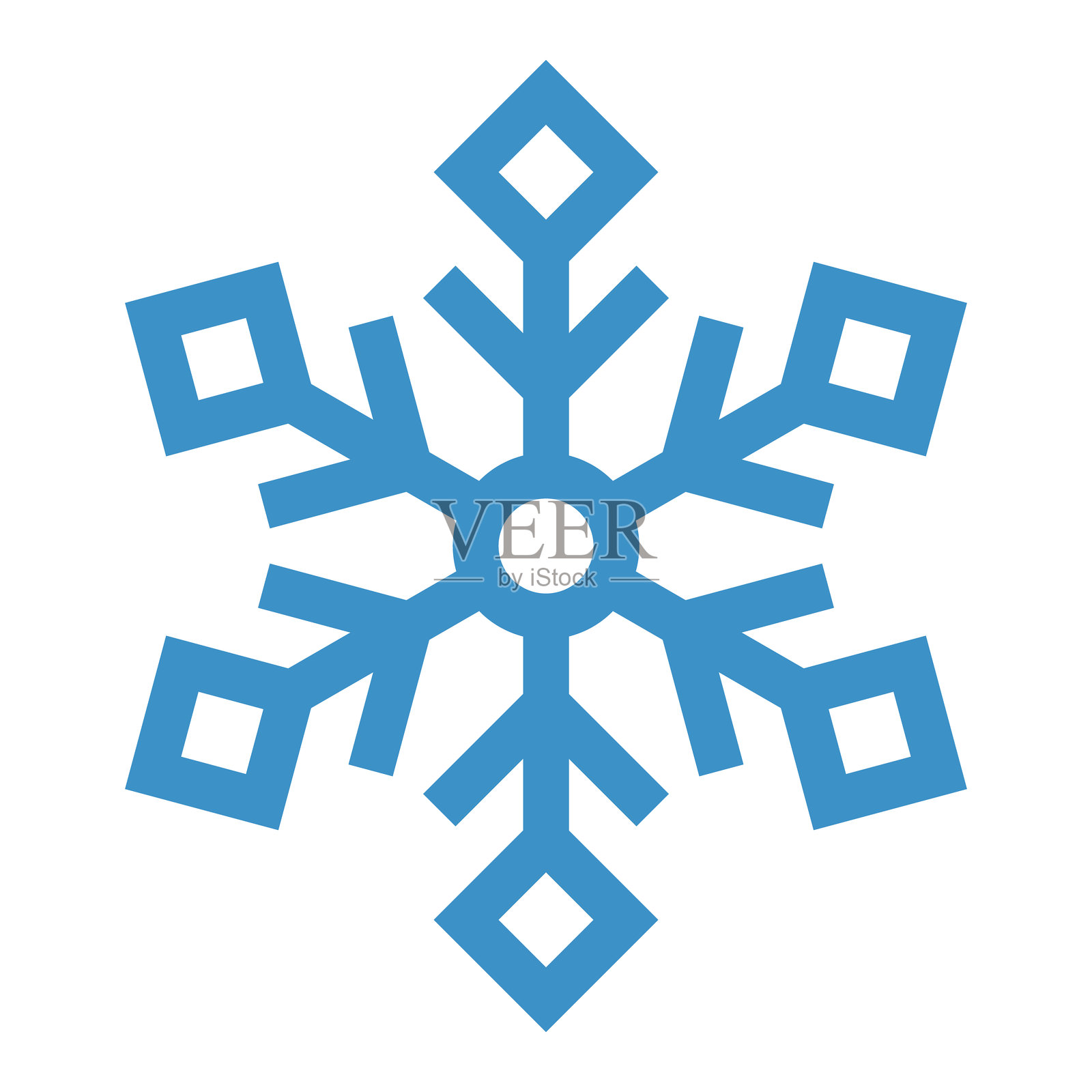 雪花图标。雪花符号。雪的图标。孤立的雪花冰晶。矢量插图。插画图片素材