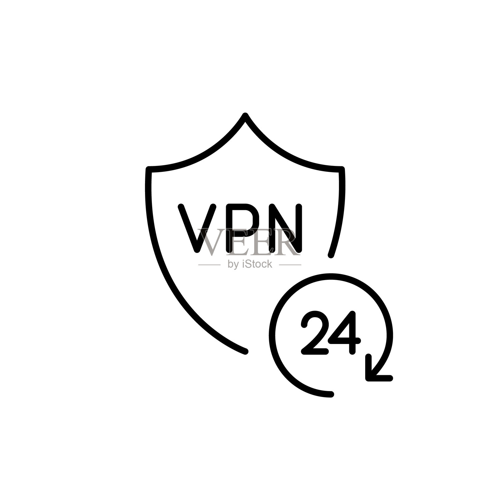 24/7 VPN保护。安全浏览和数据加密。安全的在线存在。像素完美的矢量图标。插画图片素材