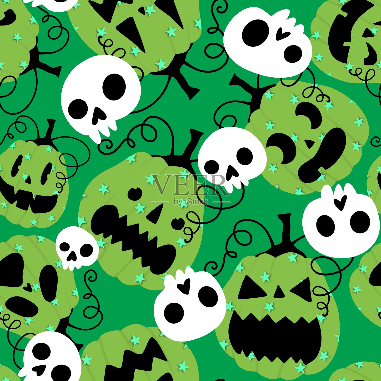 万圣节无缝南瓜图案,适用于面料、纺织品和包装照片摄影图片