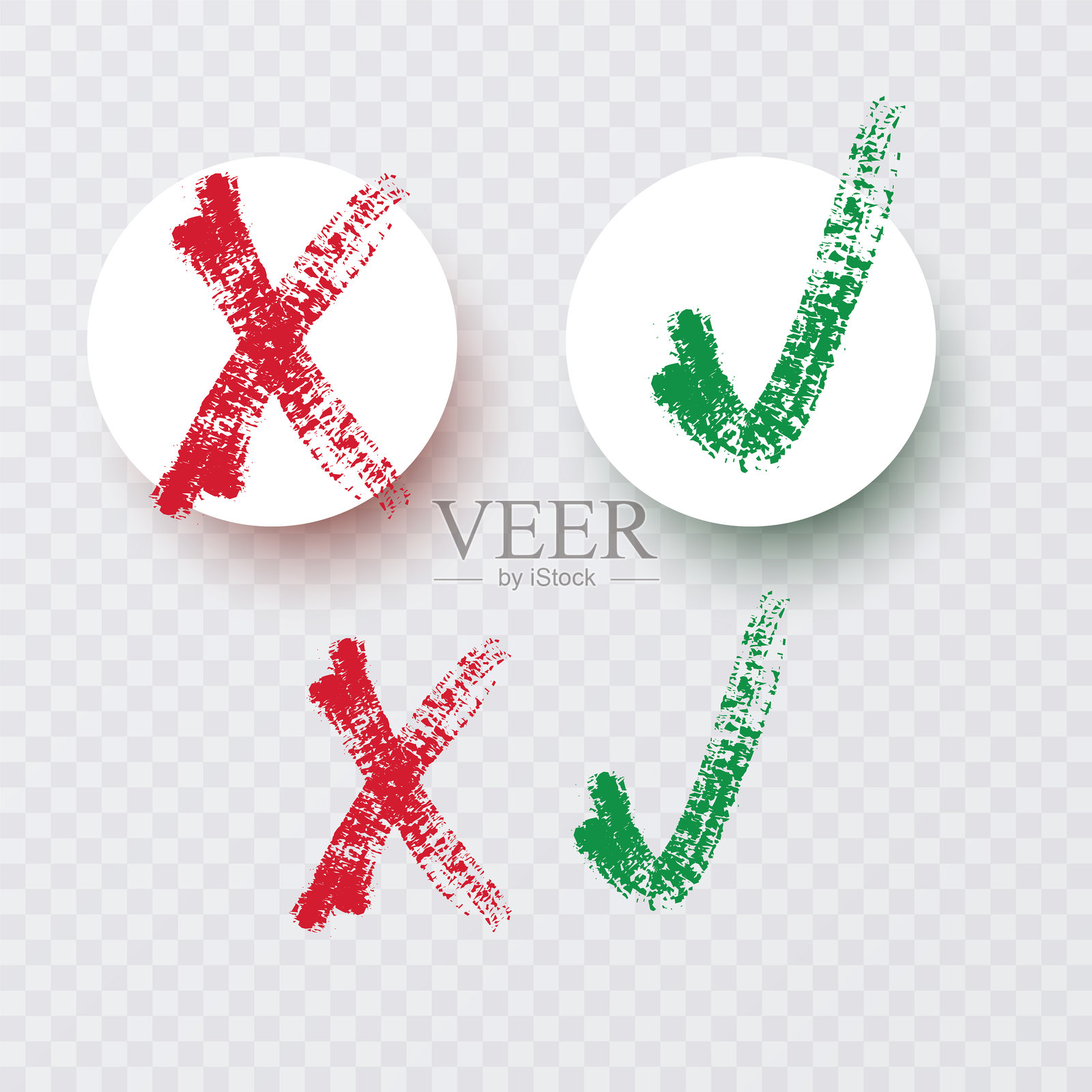 勾选标记图标与叉号和勾选标记图标集。矢量插图插画图片素材