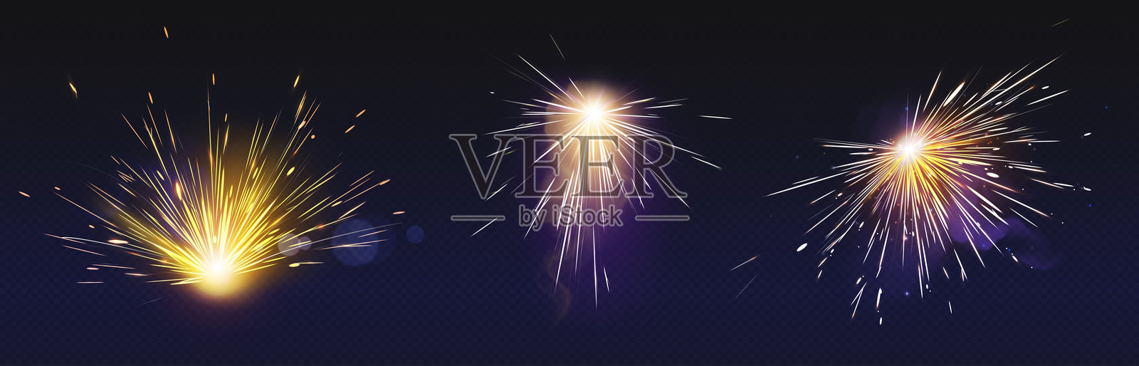 金属焊接火花光效。烟花闪光插画图片素材