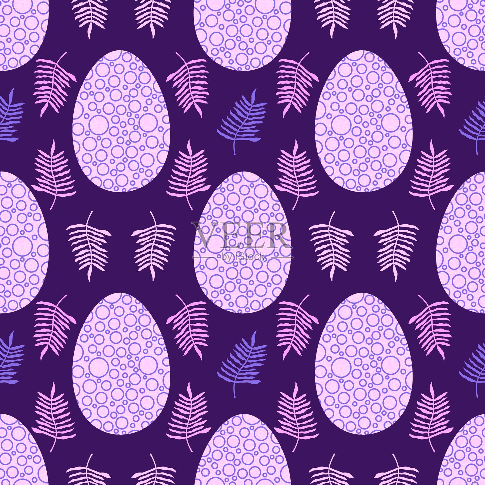 卡通复活节彩蛋无缝图案,适用于包装纸、面料和服装印刷插画图片素材