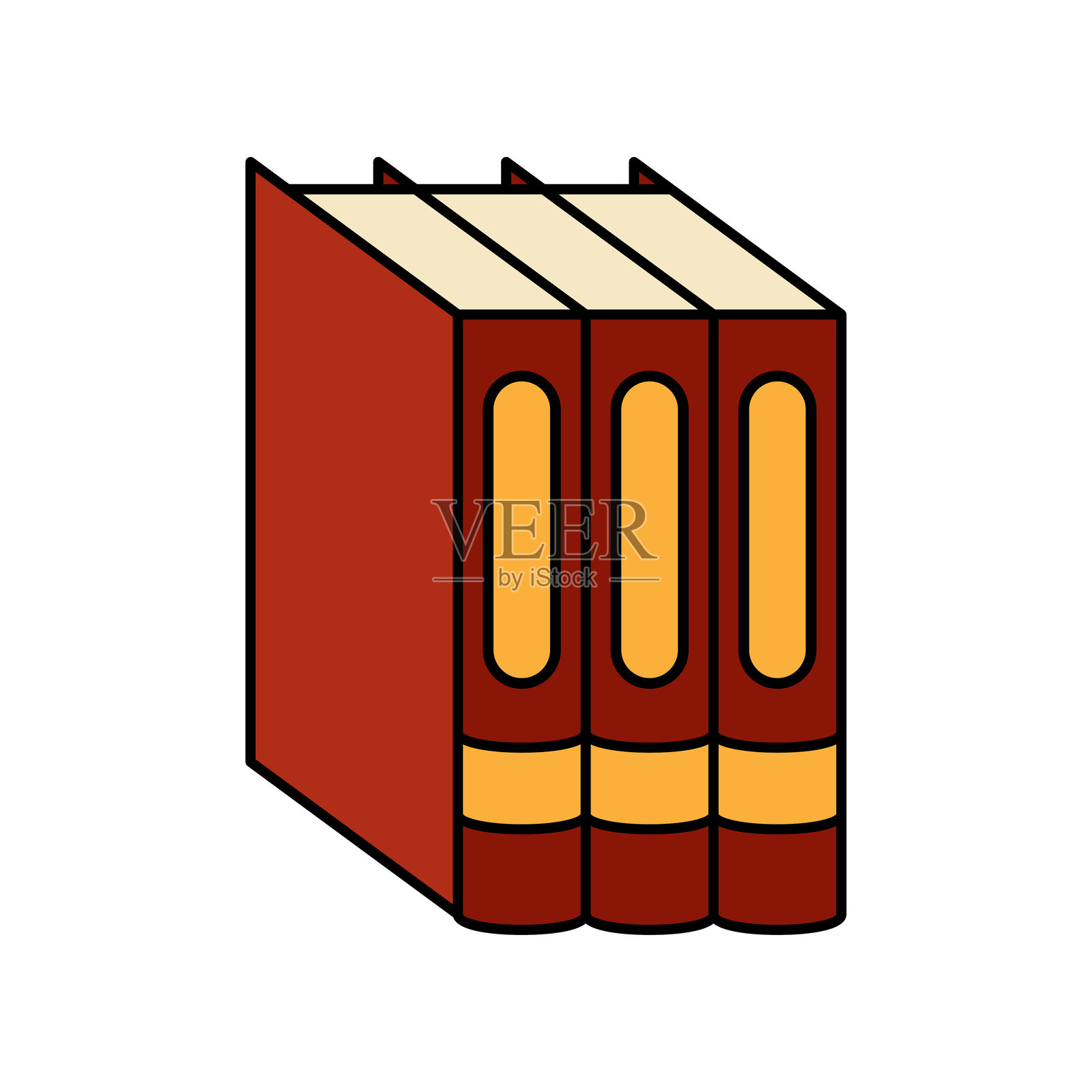 三个红色书籍图标。插画图片素材