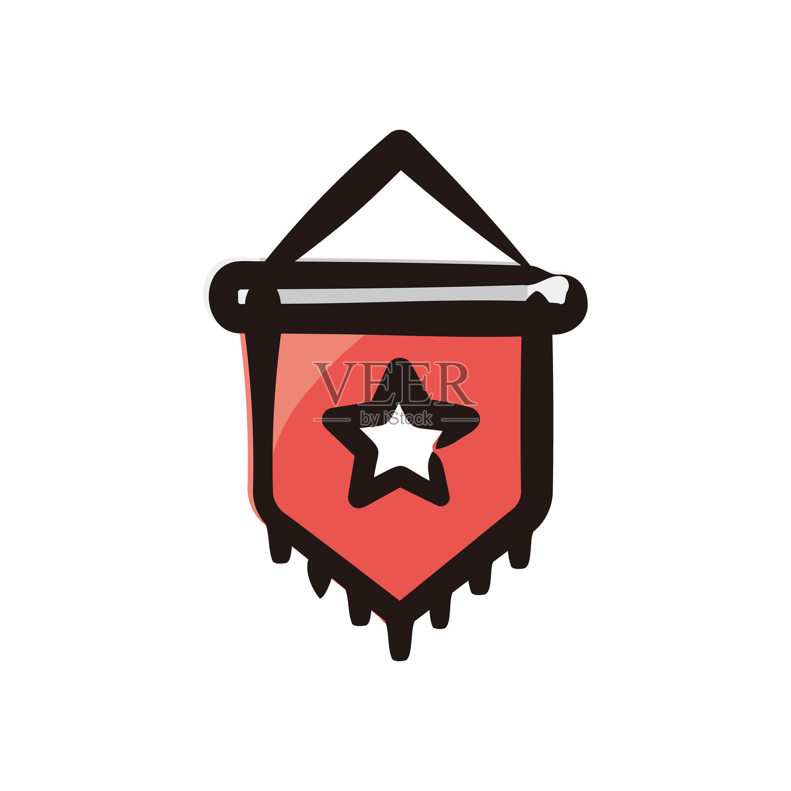 足球旗帜 - 足球图标/插图(手绘线条,彩色版本)插画图片素材