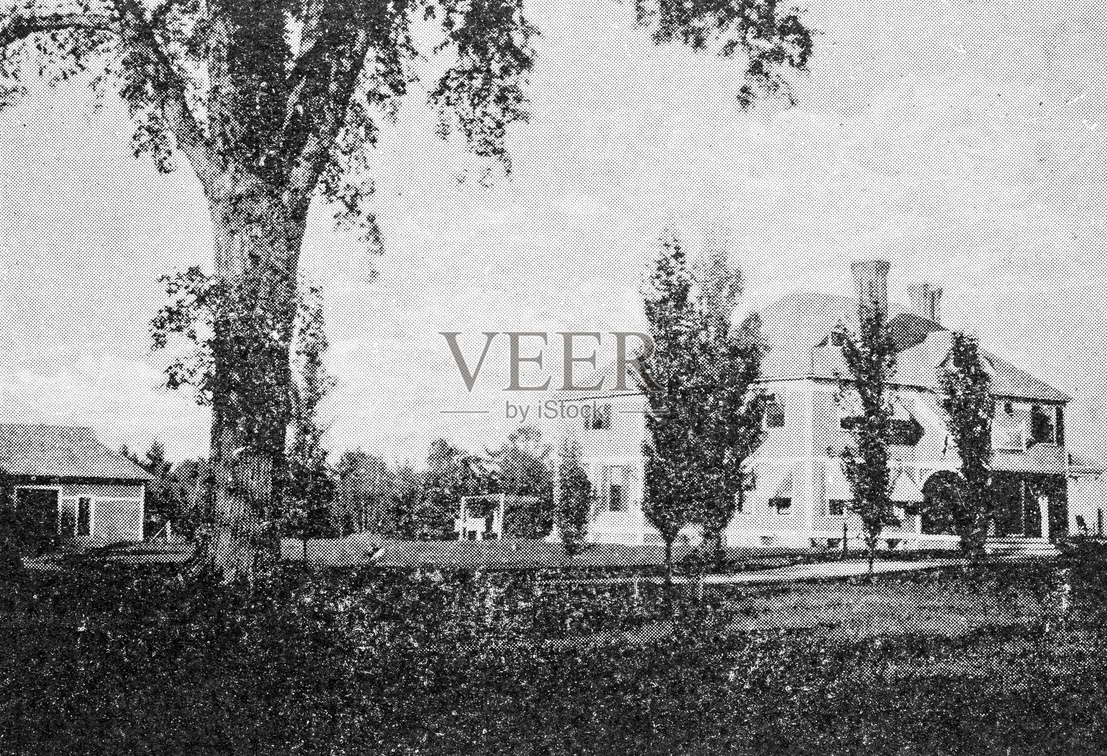 马萨诸塞州伍斯特及其周边的古董图像:兰开斯特插画图片素材