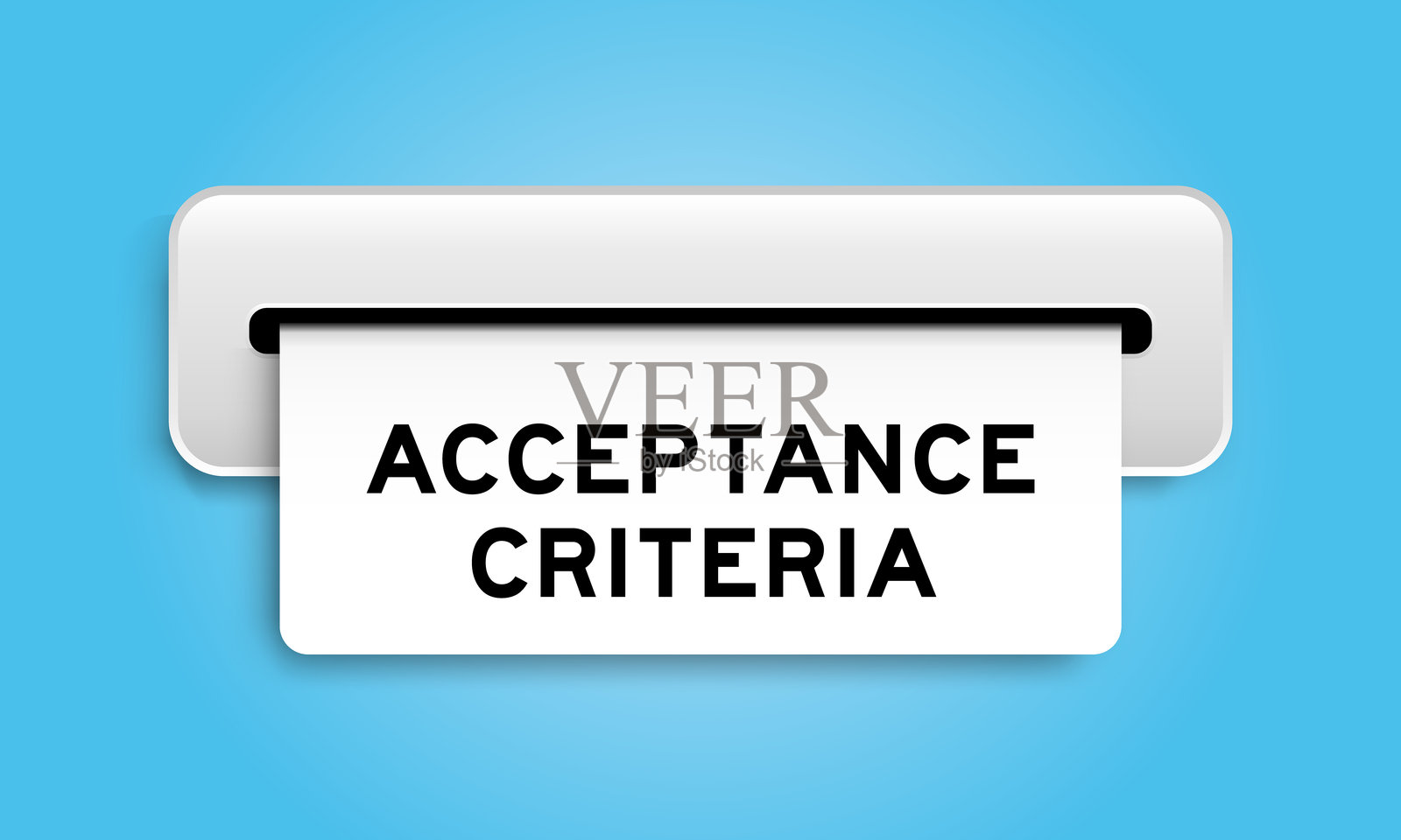 白色优惠券横幅,上面写着“接受标准”,背景为蓝色。插画图片素材