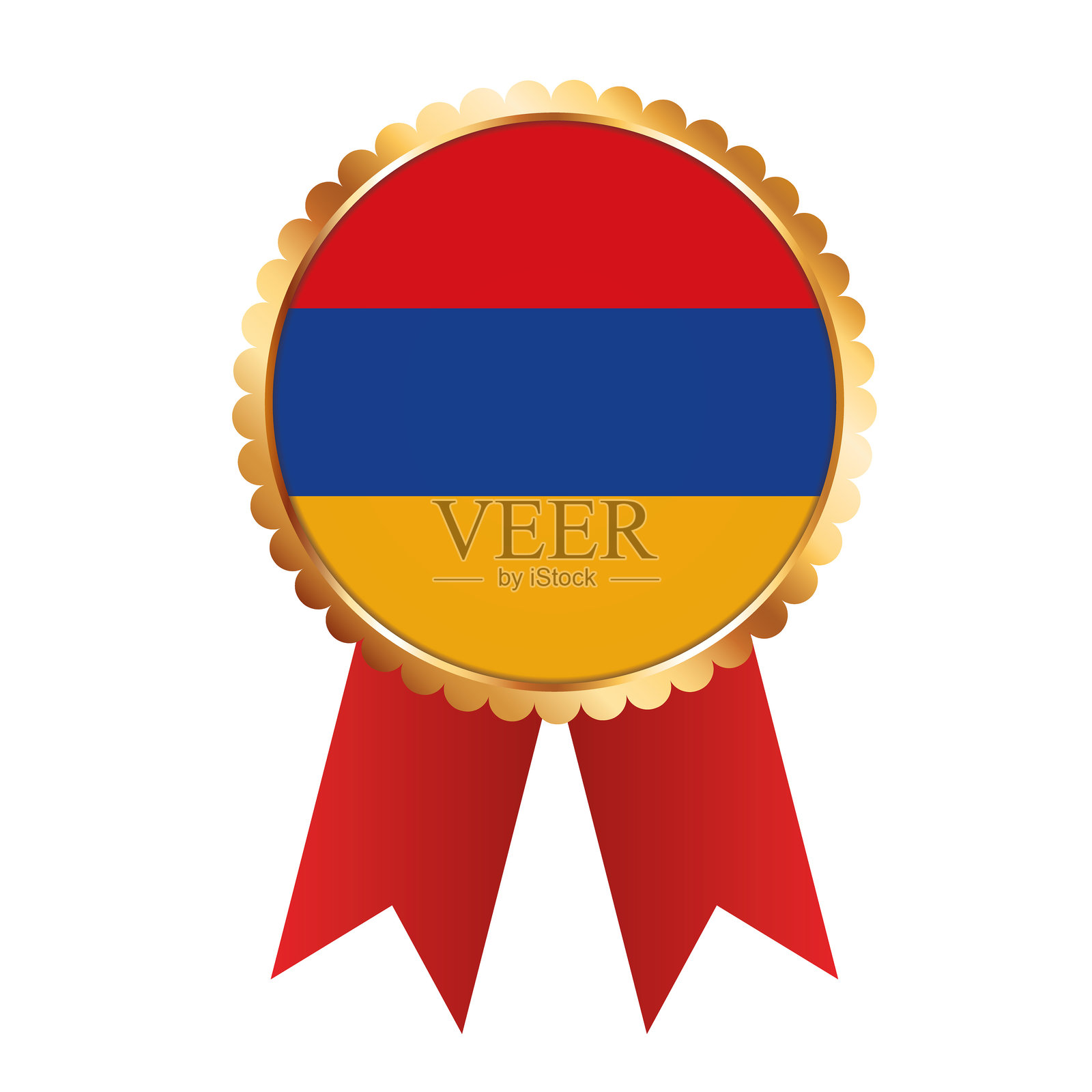 带有亚美尼亚国旗的金奖丝带横幅插画图片素材