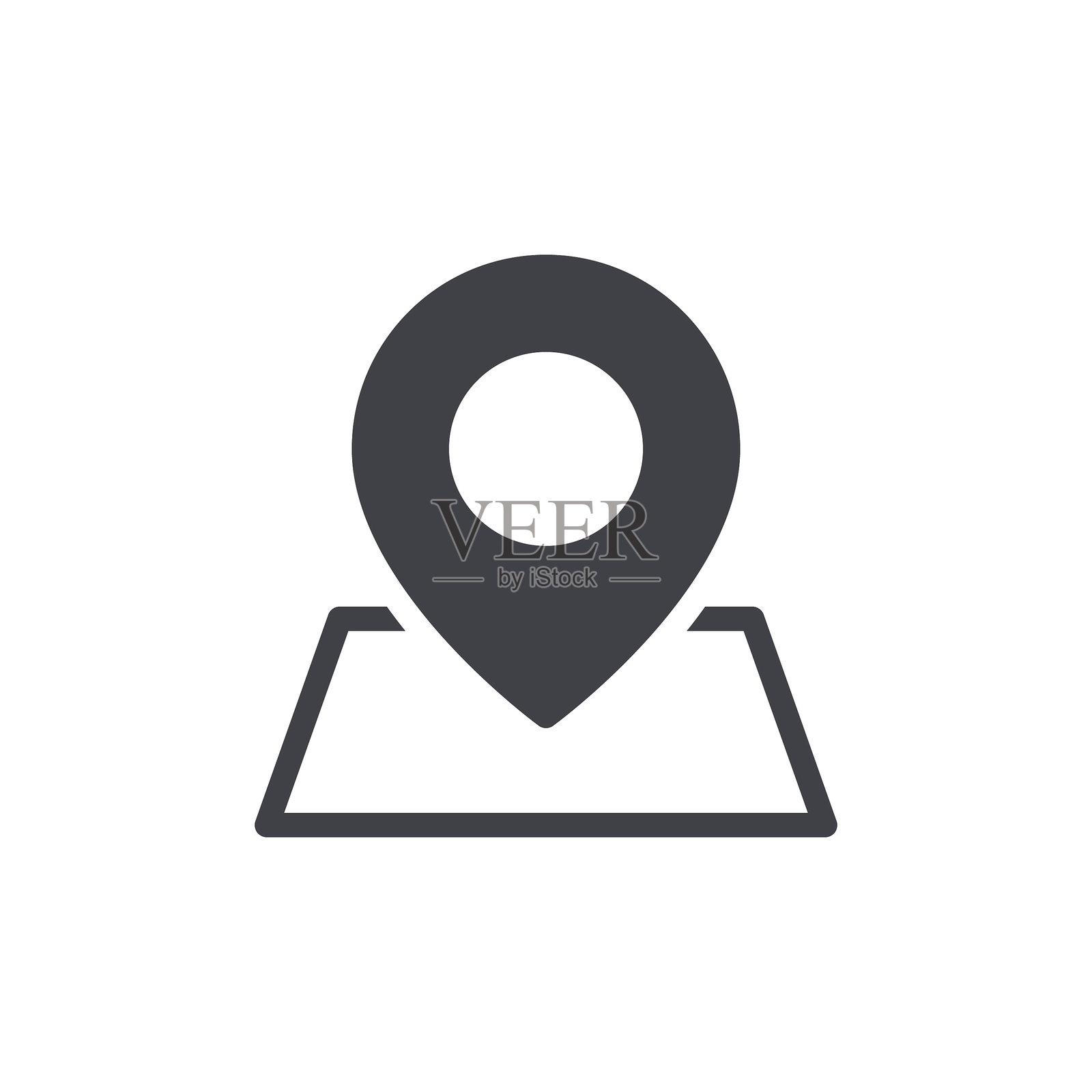 地图图钉实心图标。矢量插图插画图片素材