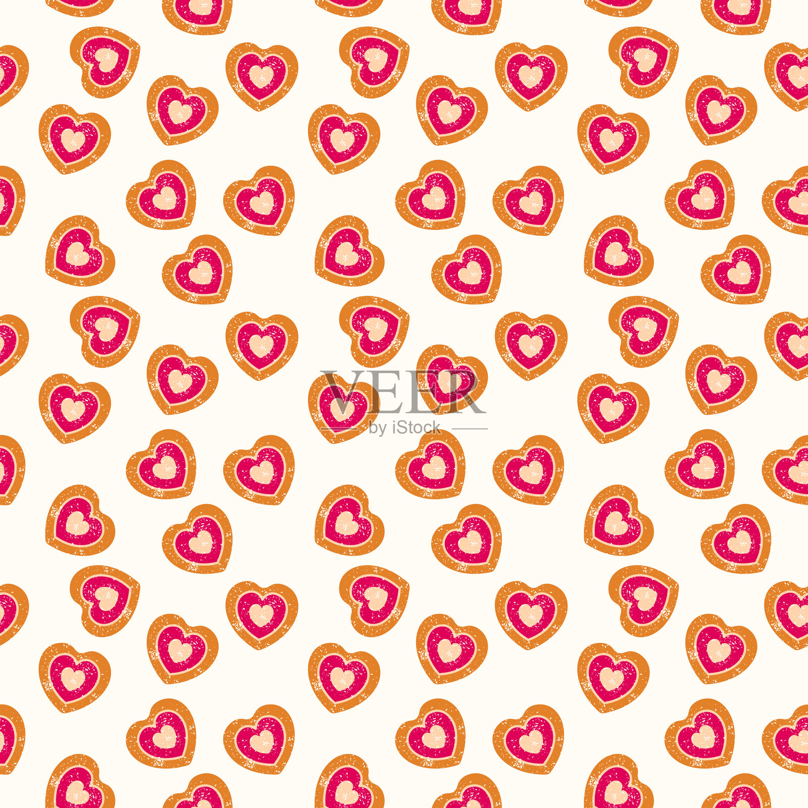 心形饼干印刷。圣诞烘焙无缝图案。节日甜点。矢量插图插画图片素材