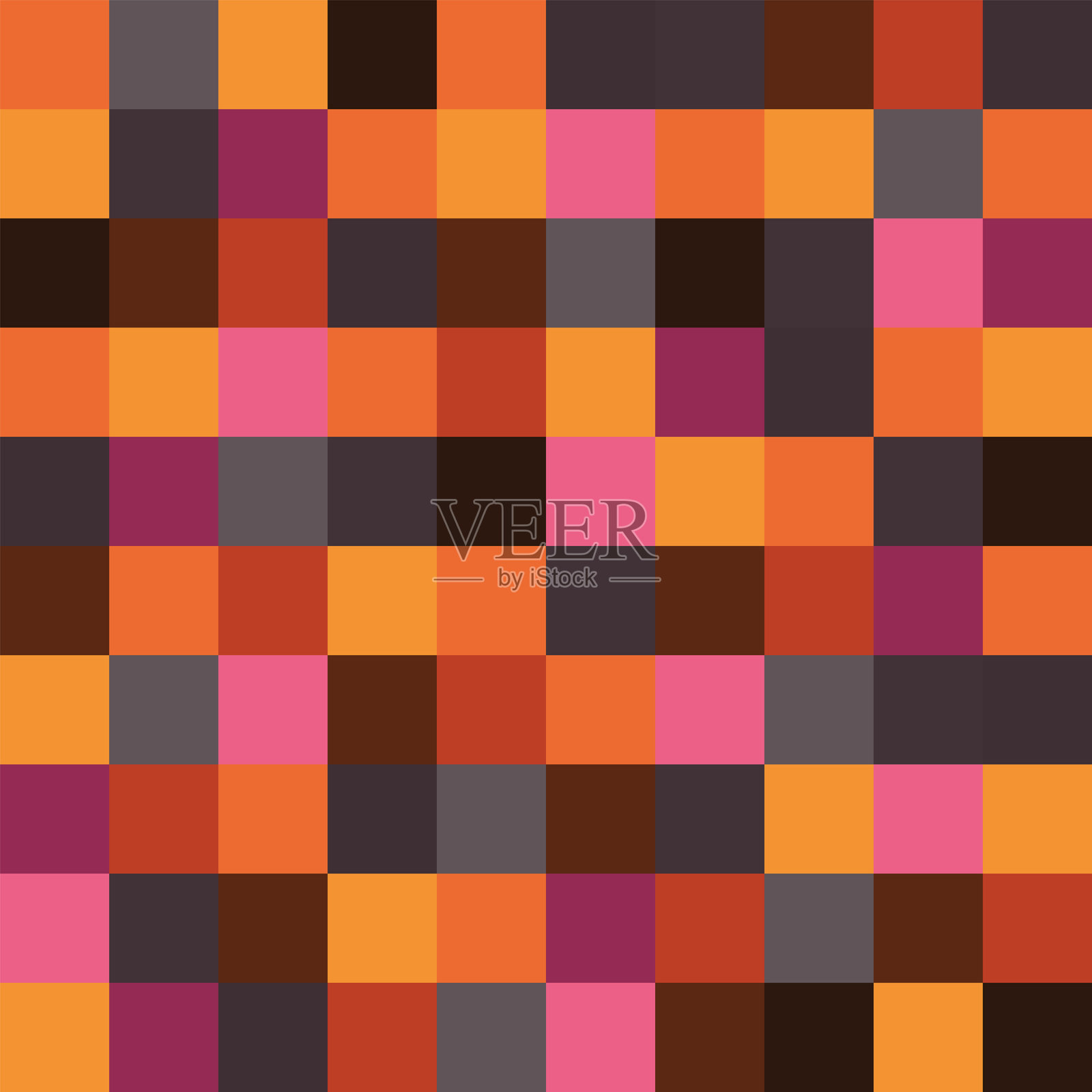 多彩的抽象几何无缝图案。带有多种颜色方块的矢量背景。明亮而愉悦的棋盘表面设计插画图片素材