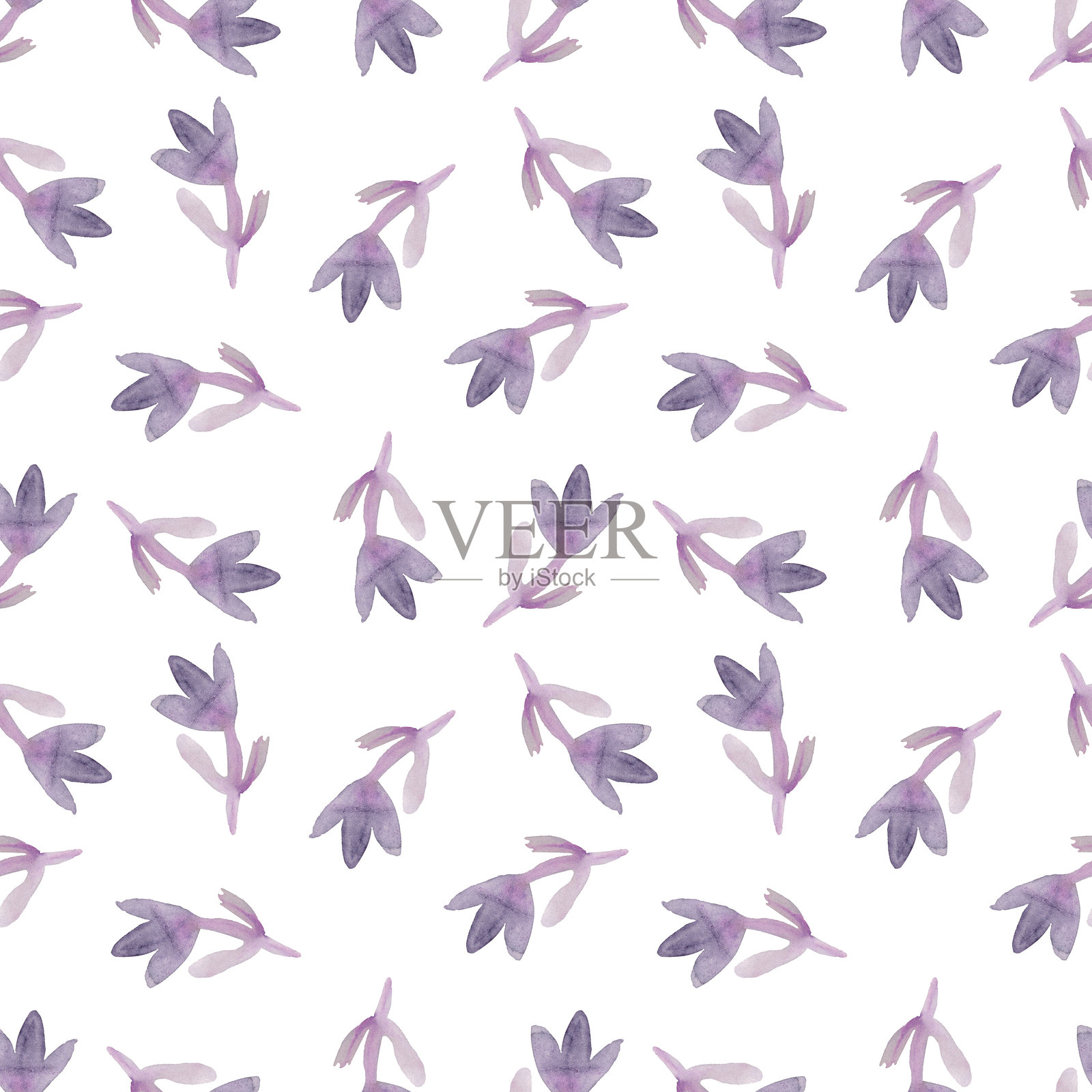 无缝水彩叶子图案。手绘植物插图。插画图片素材