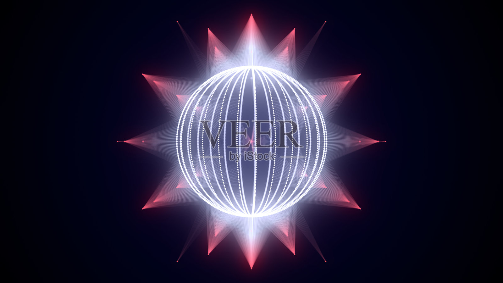 未来的粒子和线条球体。网络连接大数据。抽象科技背景。3D渲染。照片摄影图片