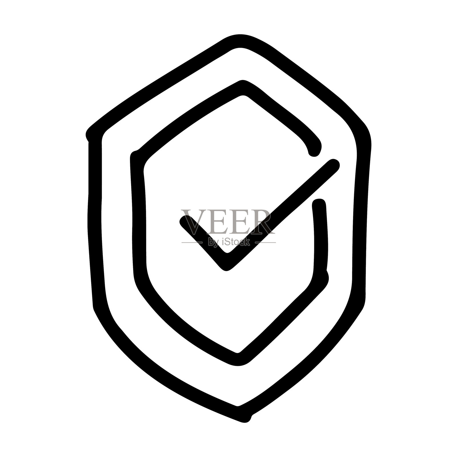 安全盾牌和批准的涂鸦图标插画图片素材