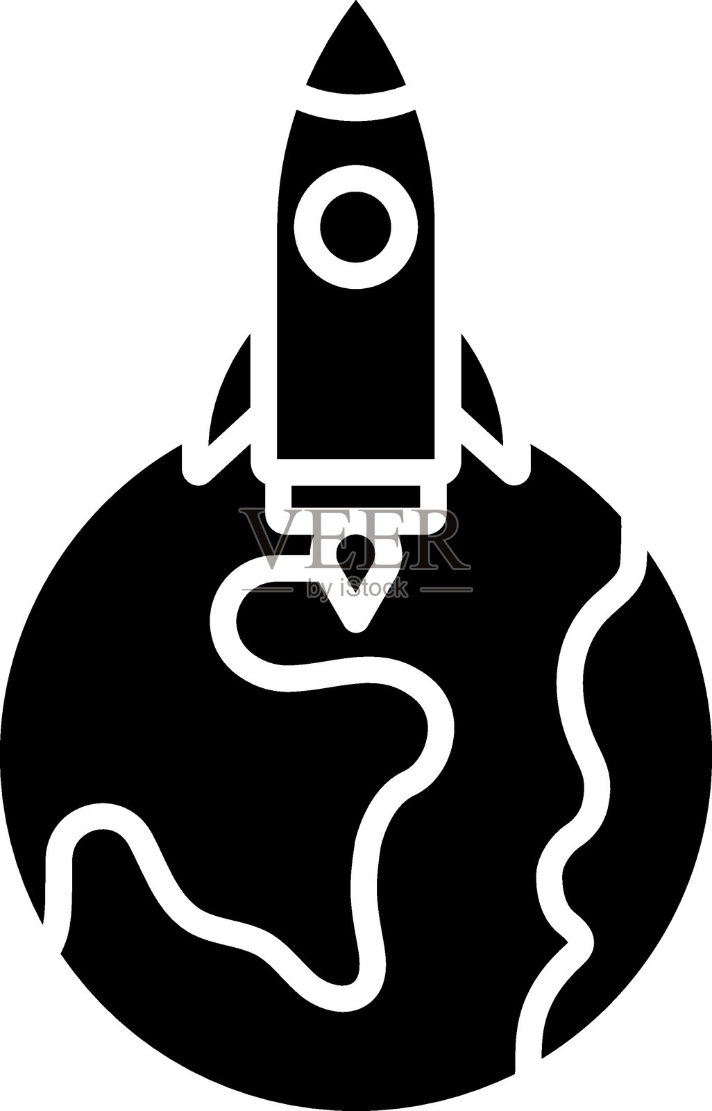 火箭地球图标样式插画图片素材