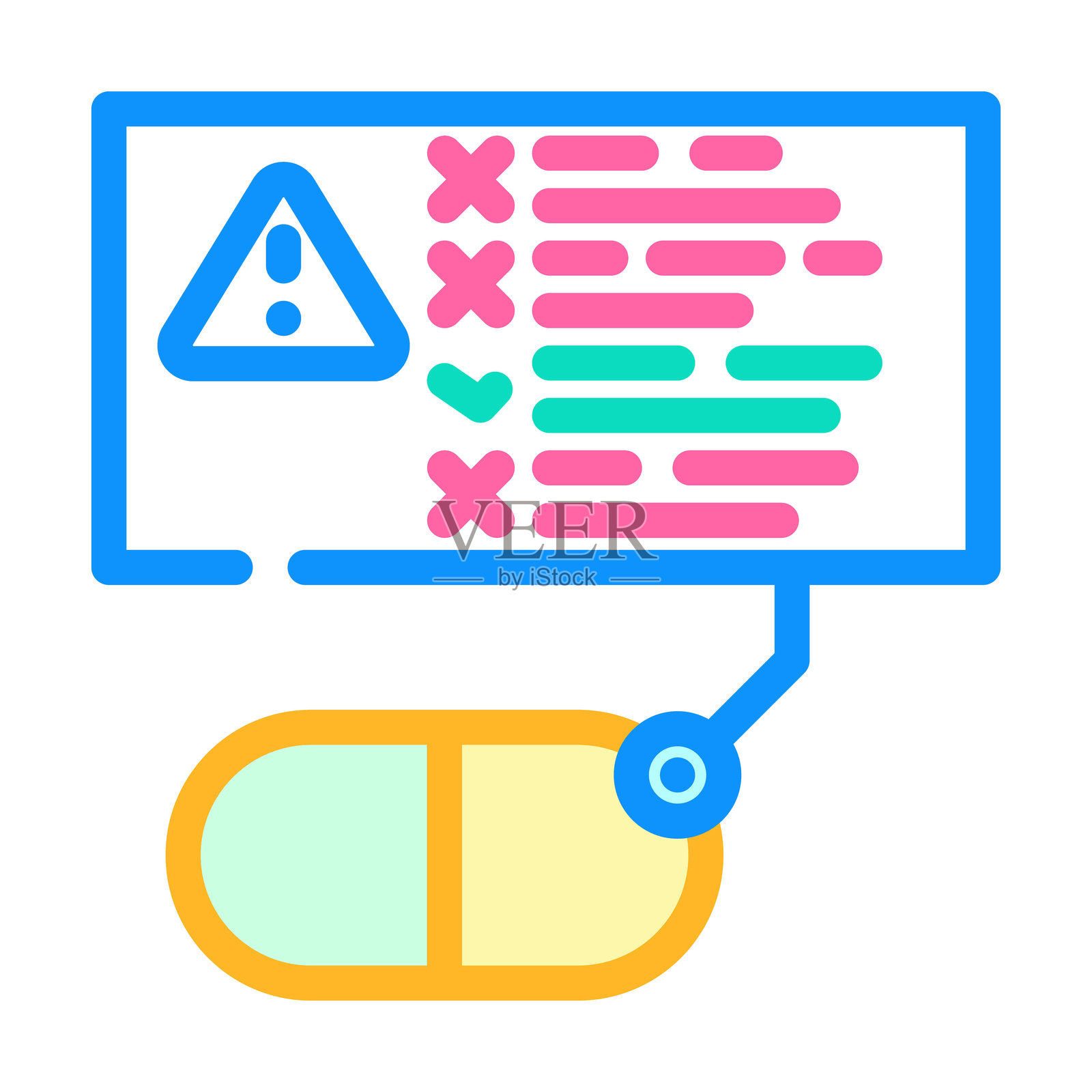 癌症治疗药物时间表彩色图标矢量插图插画图片素材