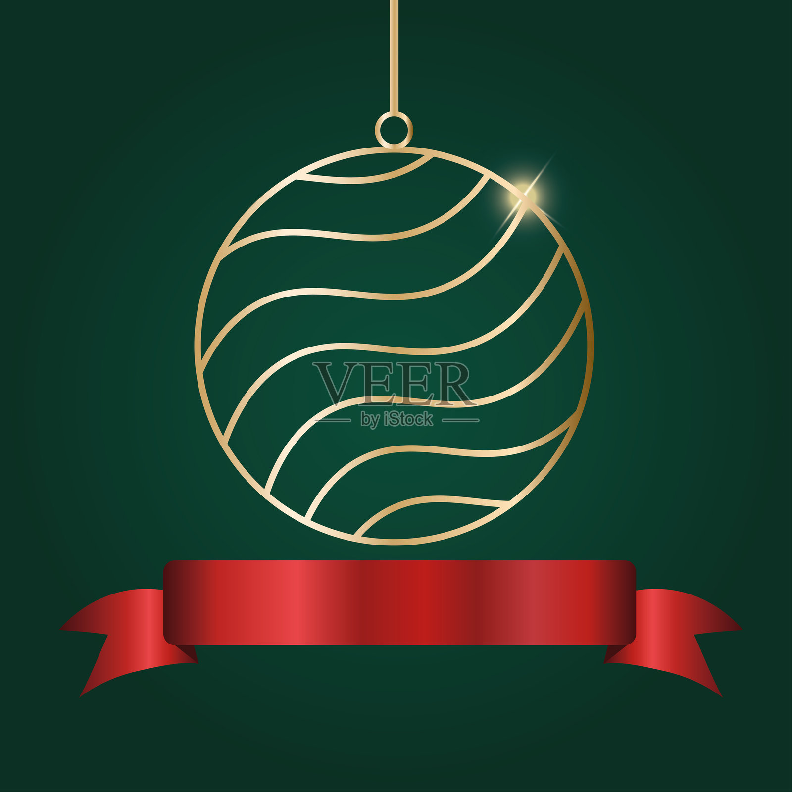 圣诞图标和丝带的矢量图插画图片素材