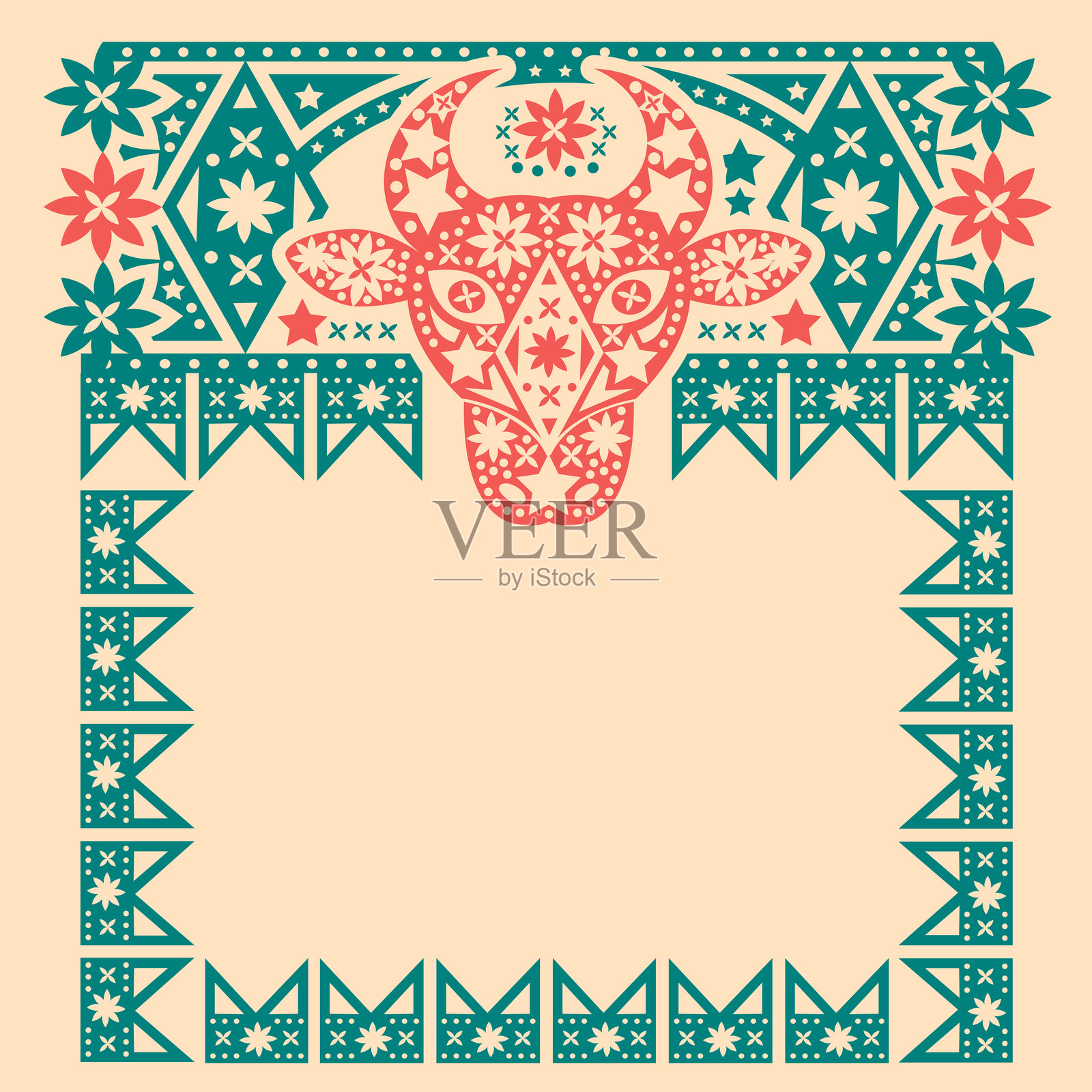 美丽的方形模板,主题为“Bumba Meu Boi”插画图片素材