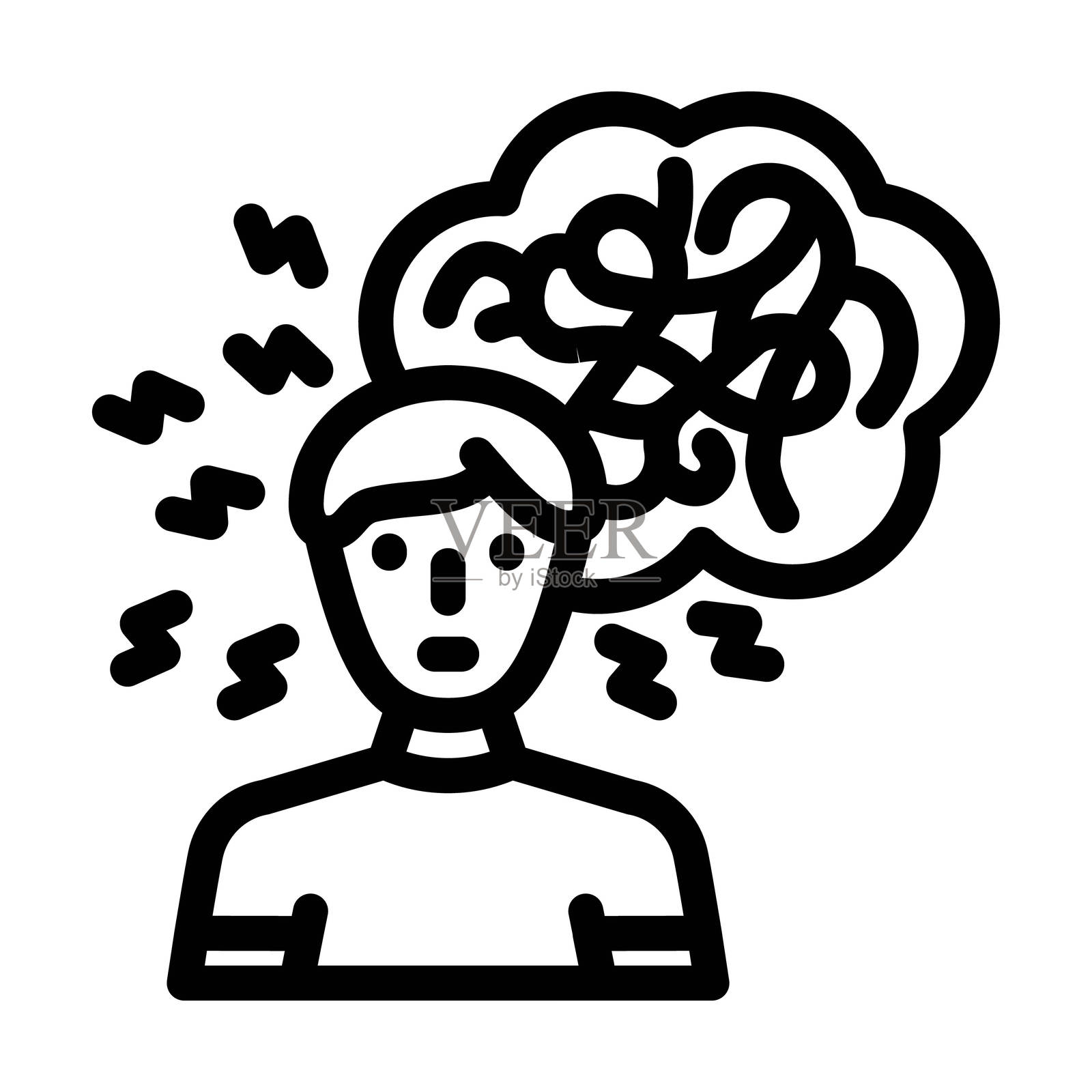 焦虑男性疾病线条图标插图插画图片素材