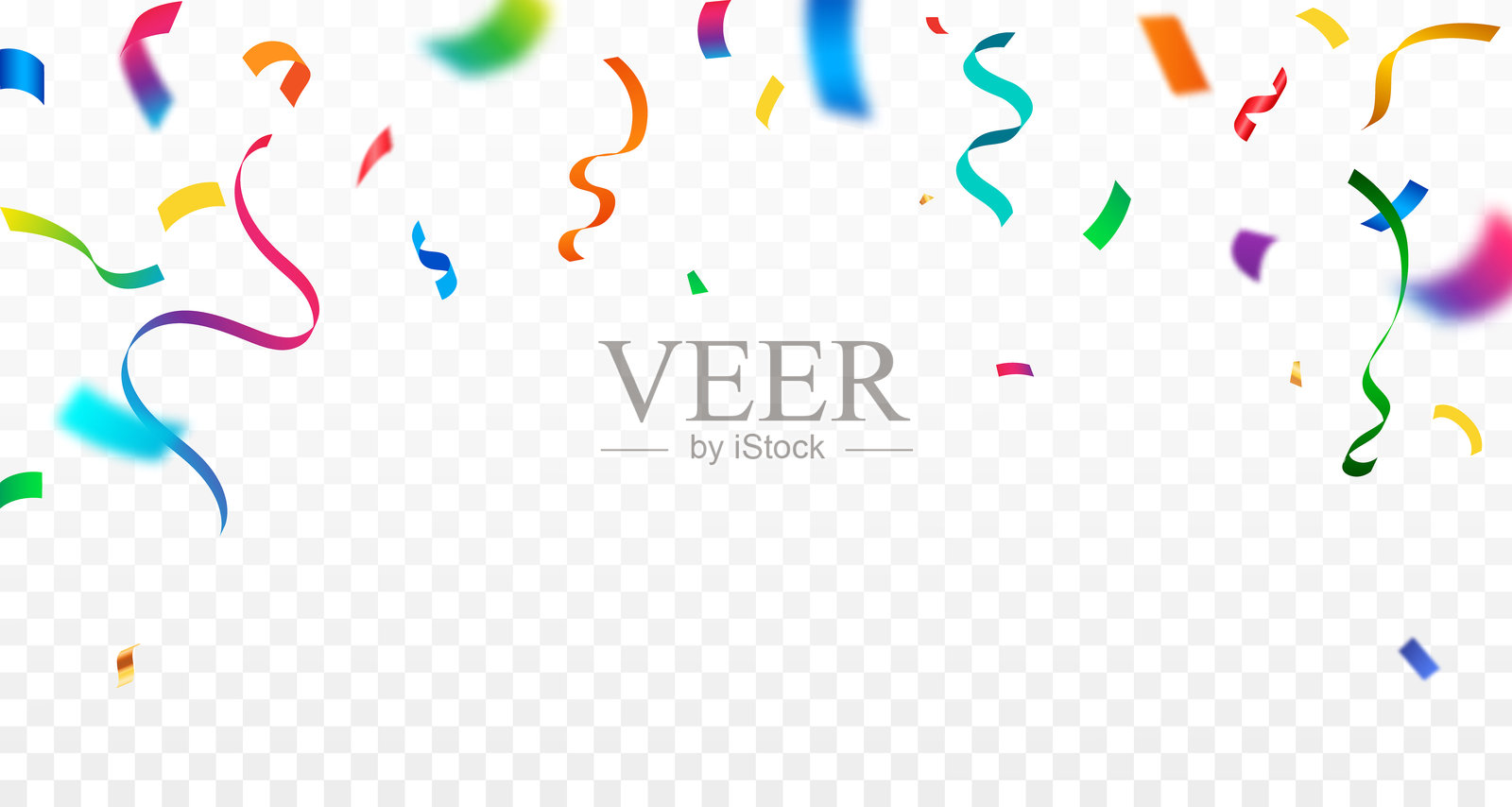 逼真的彩色五彩纸屑和狂欢节丝带背景插画图片素材