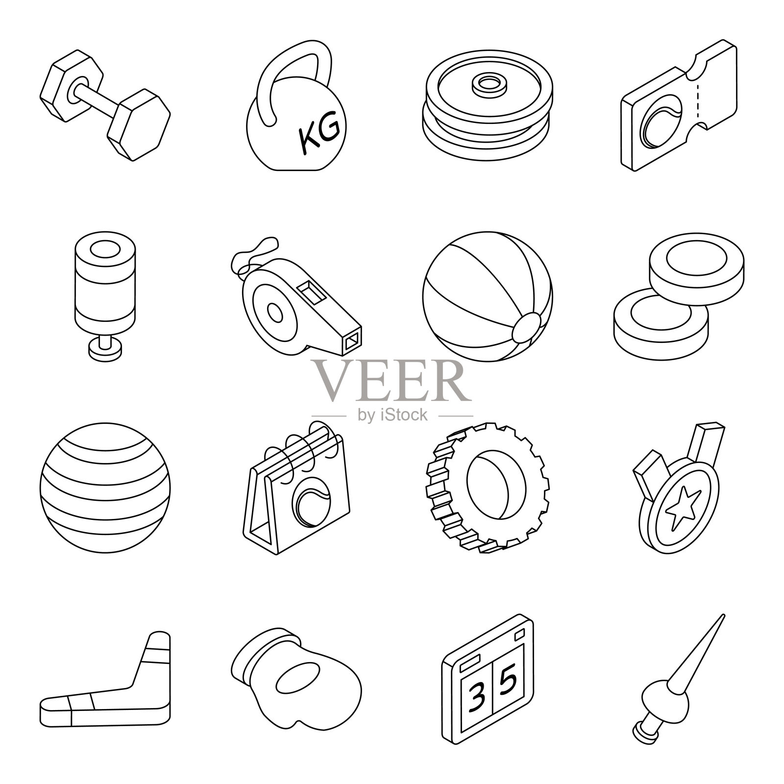 一套运动工具线性图标插画图片素材