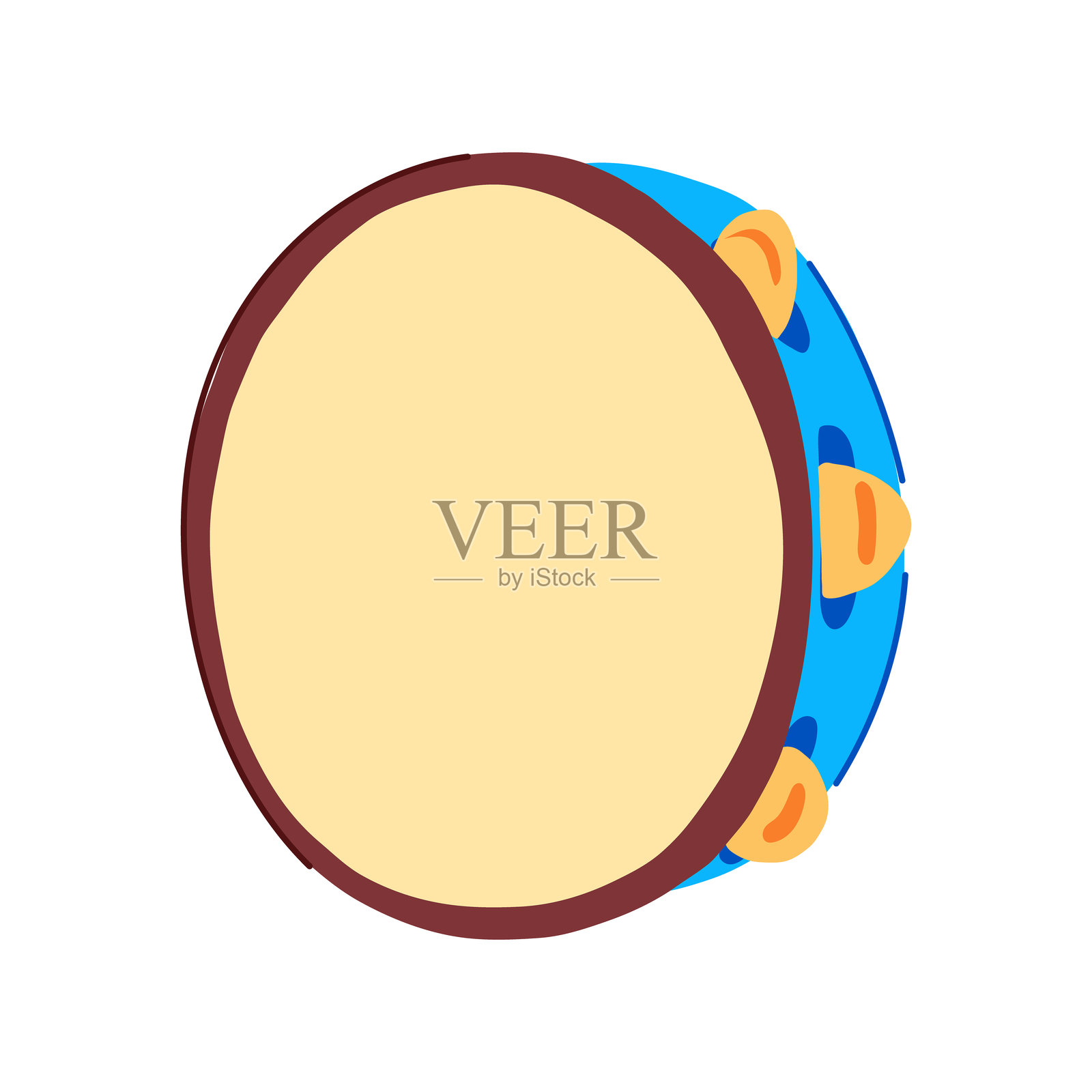 手持铃鼓的卡通矢量插图插画图片素材