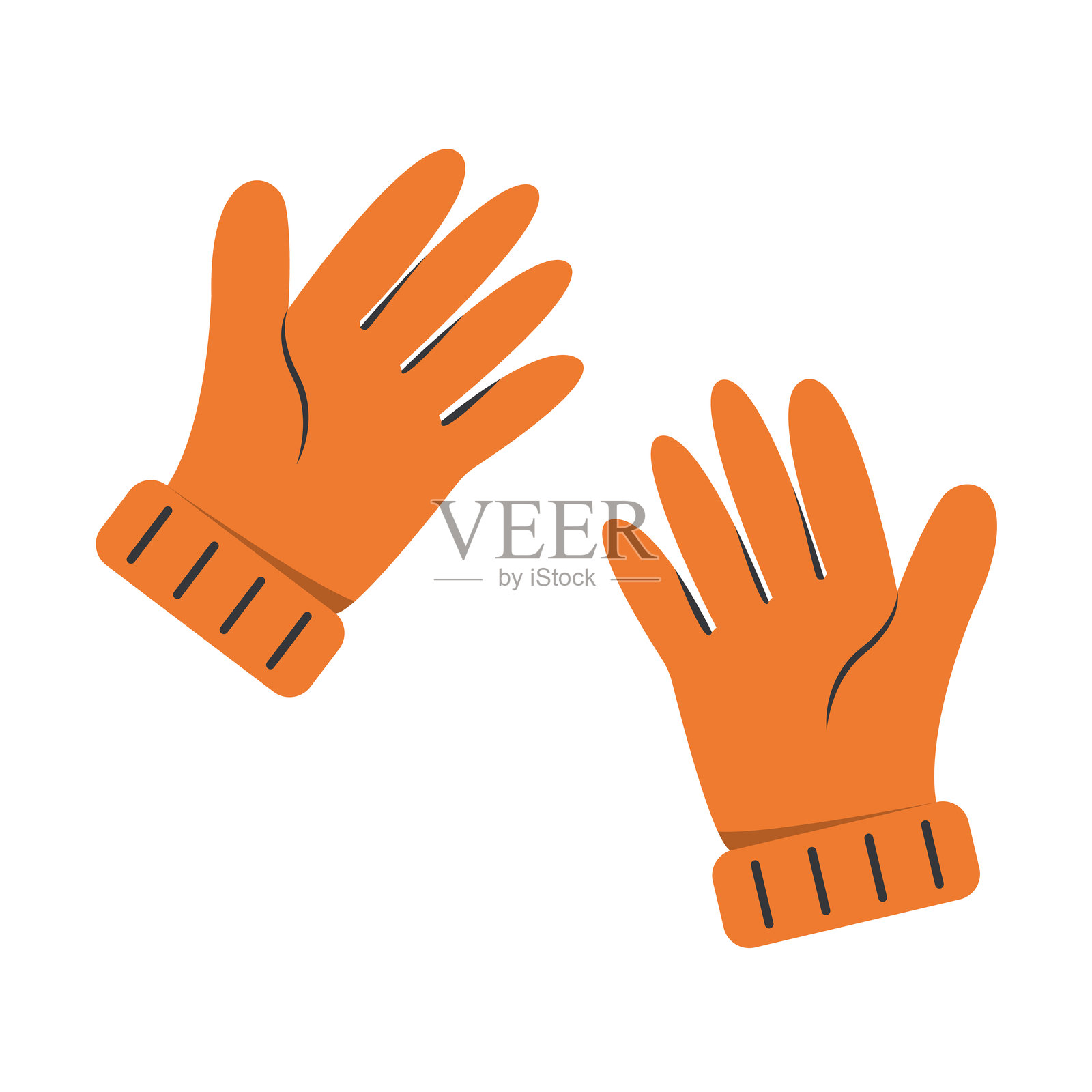白色背景上的橙色手套,孤立插图。插画图片素材
