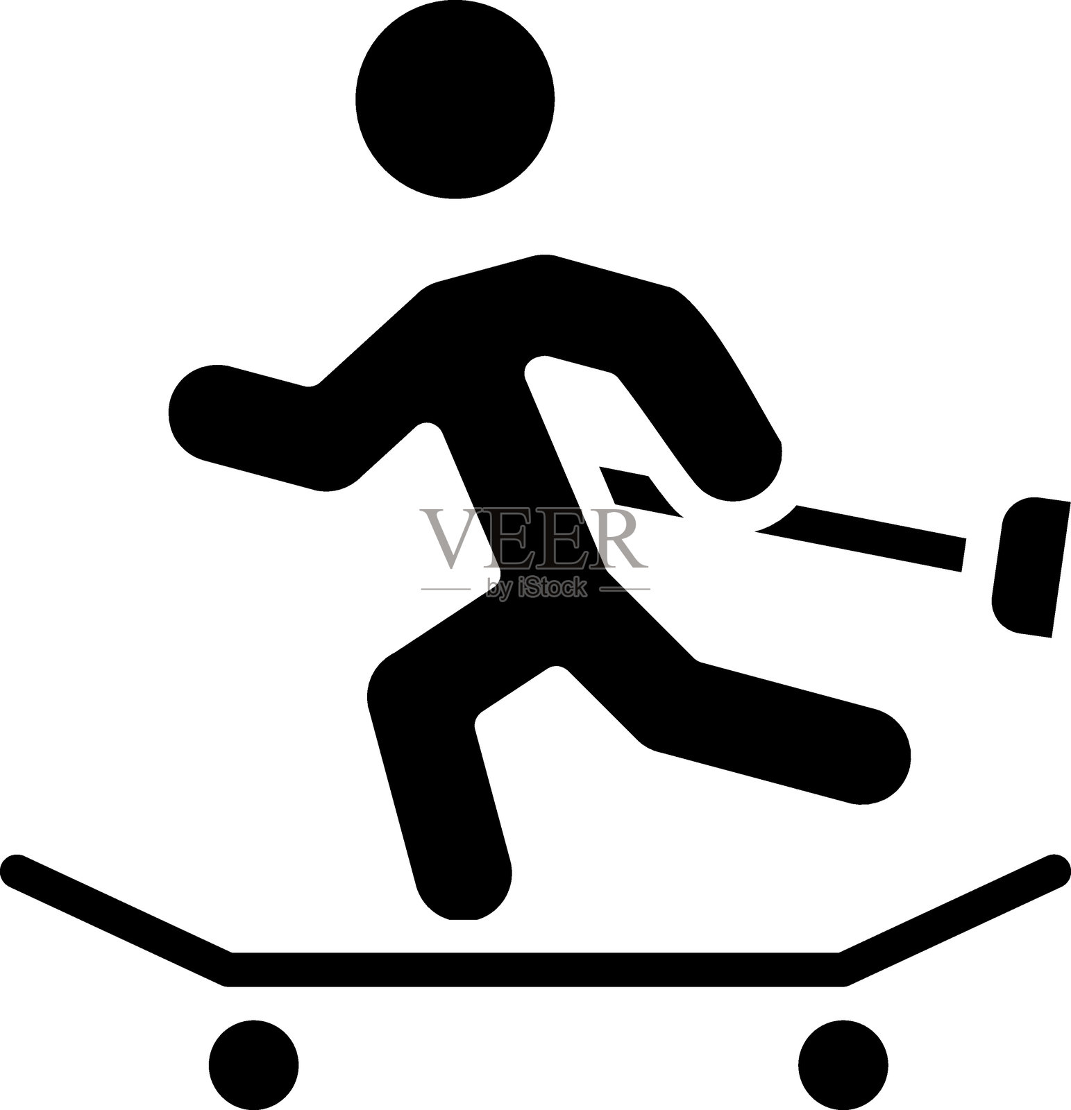 夜间滑雪图标风格插画图片素材