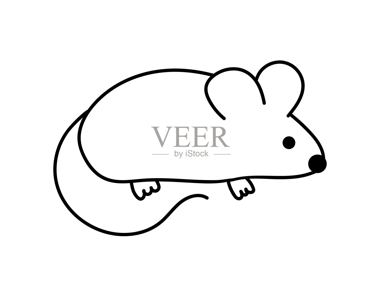 可爱的老鼠。轮廓,涂鸦,线条艺术。扁平插图。插画图片素材