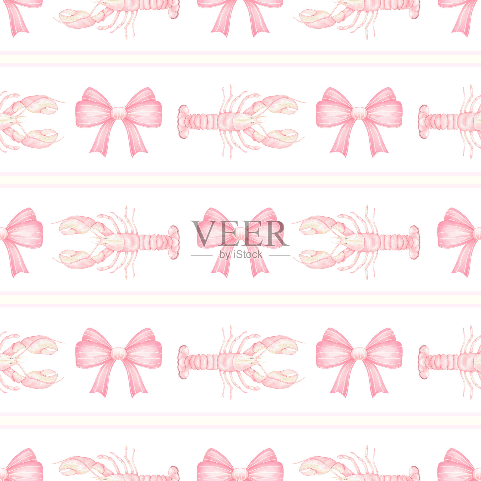 龙虾图案,蝴蝶结2插画图片素材