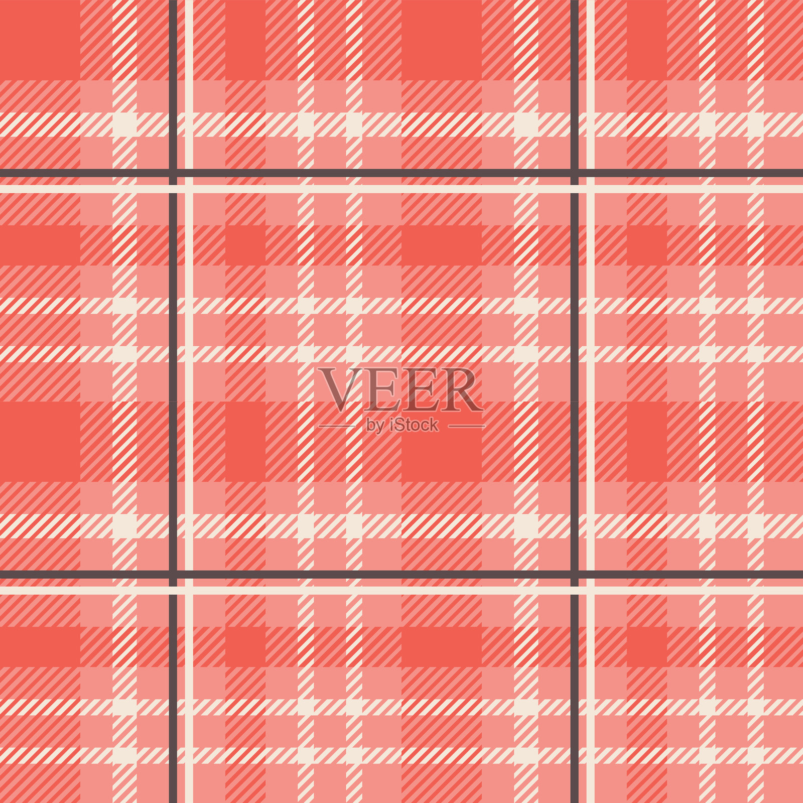 浅红色、棕色和米白色的无缝格子图案插画图片素材