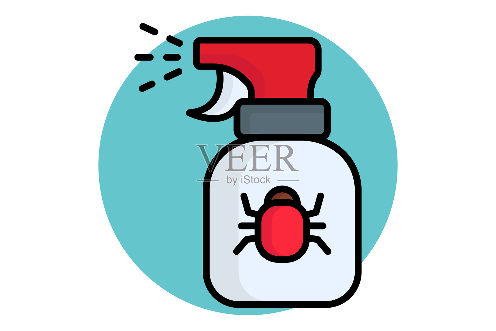 农药图标。彩色轮廓图标风格。与园艺相关的图标。园艺工具元素矢量插图。插画图片素材