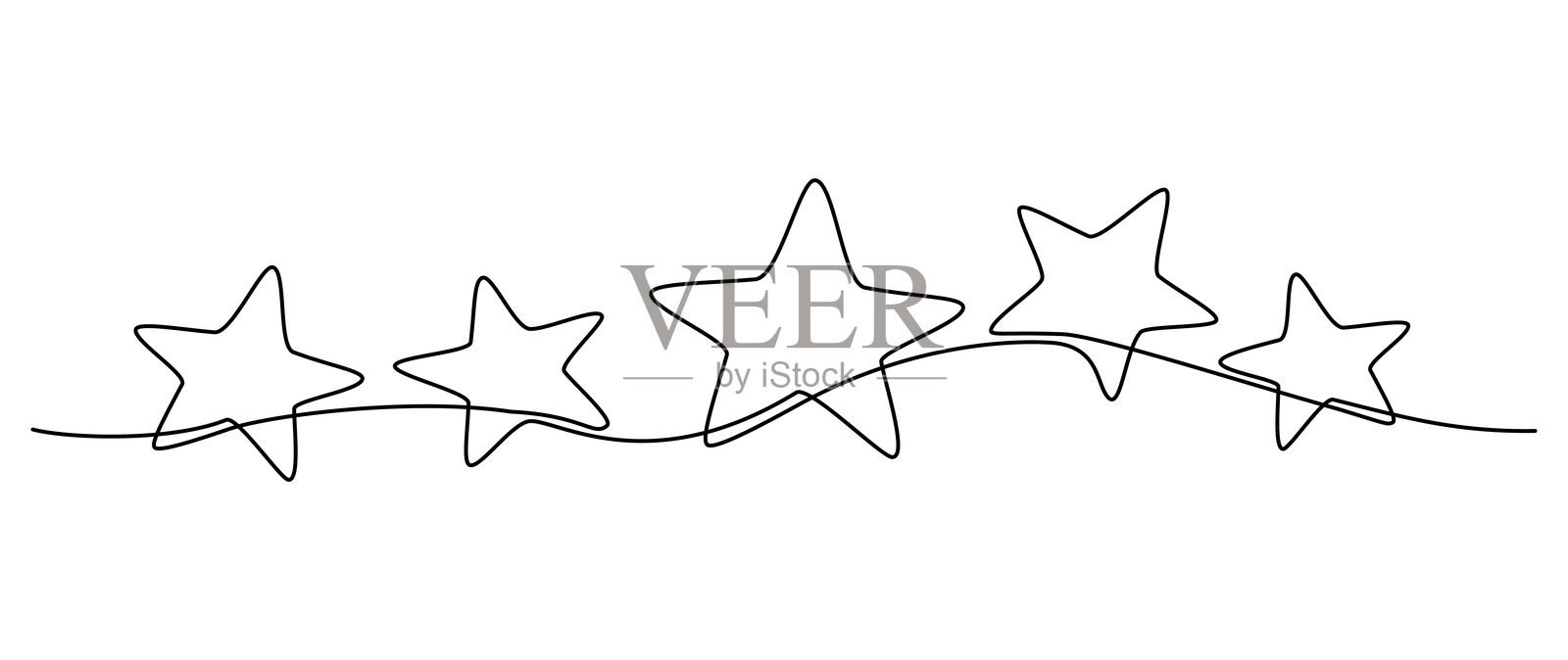 手绘星星连续一笔图标插画图片素材