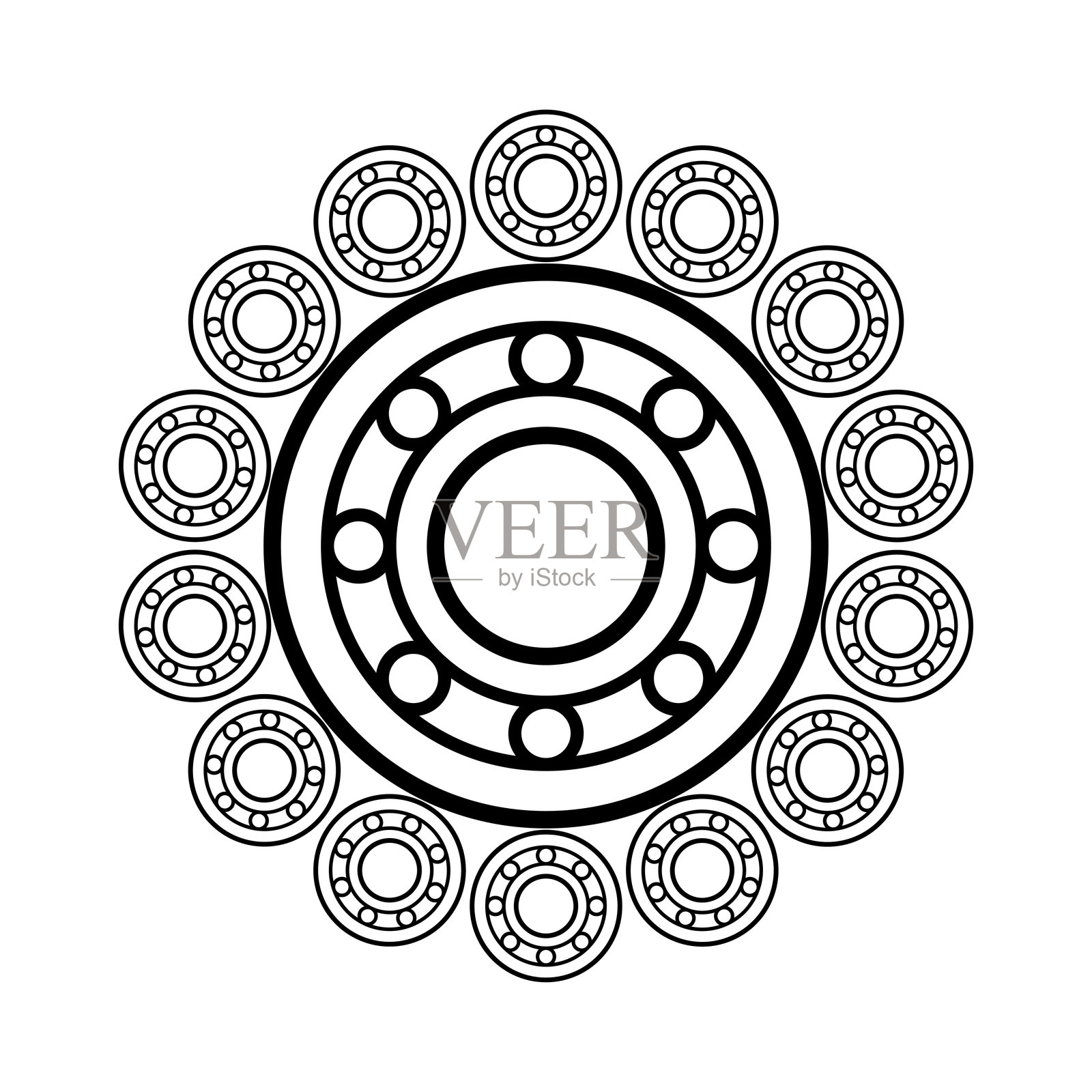 球轴承图标矢量设计元素模板,简单而现代插画图片素材