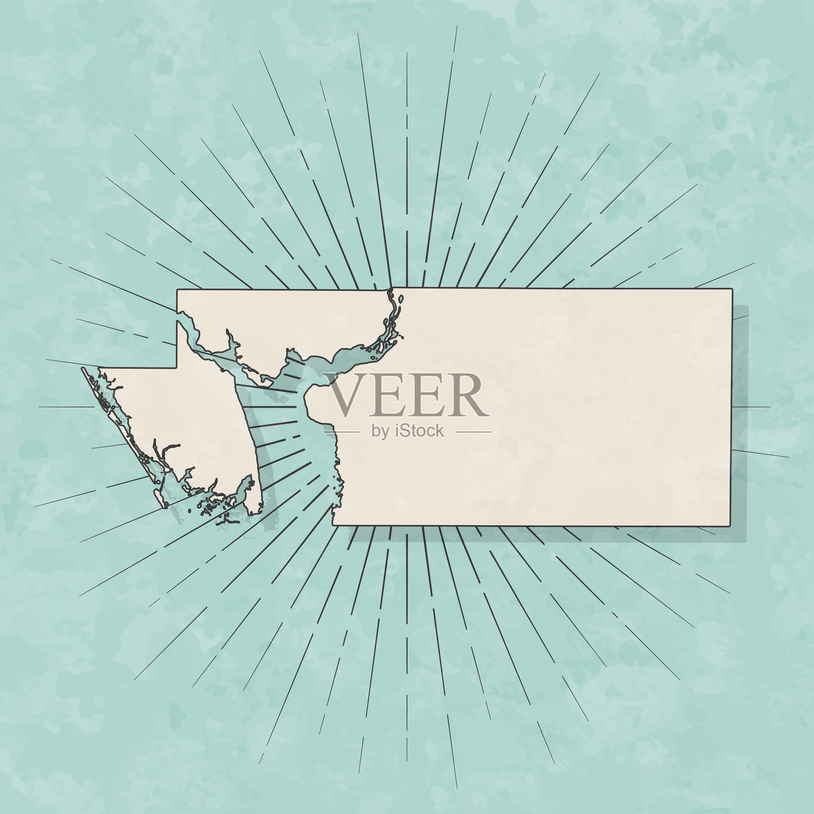 佛罗里达州夏洛特县。复古风格地图 - 旧纹理纸张插画图片素材