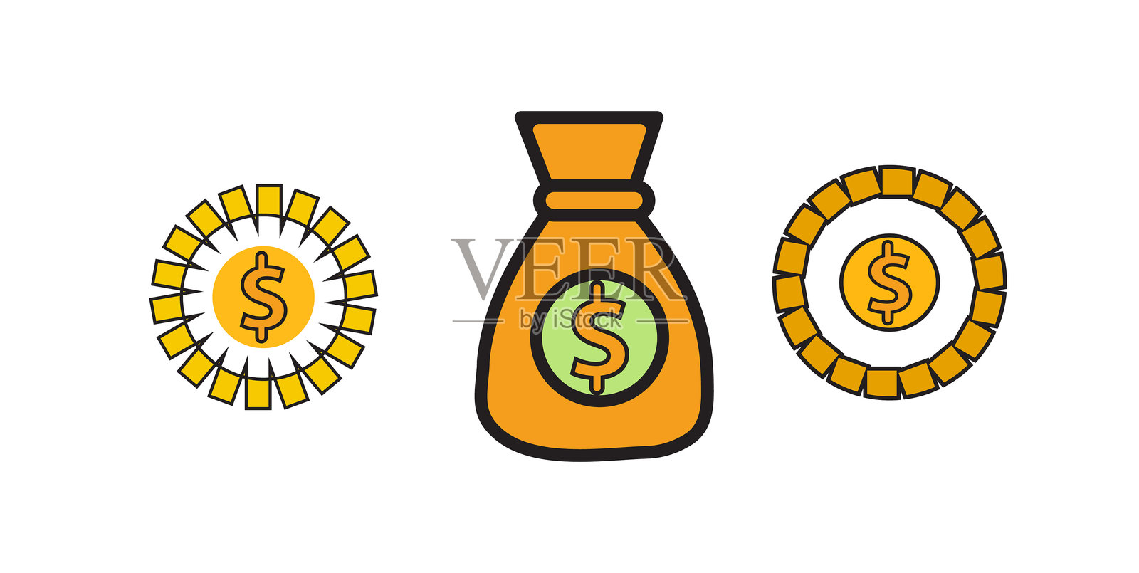 美元货币符号与元素背景设计插画图片素材