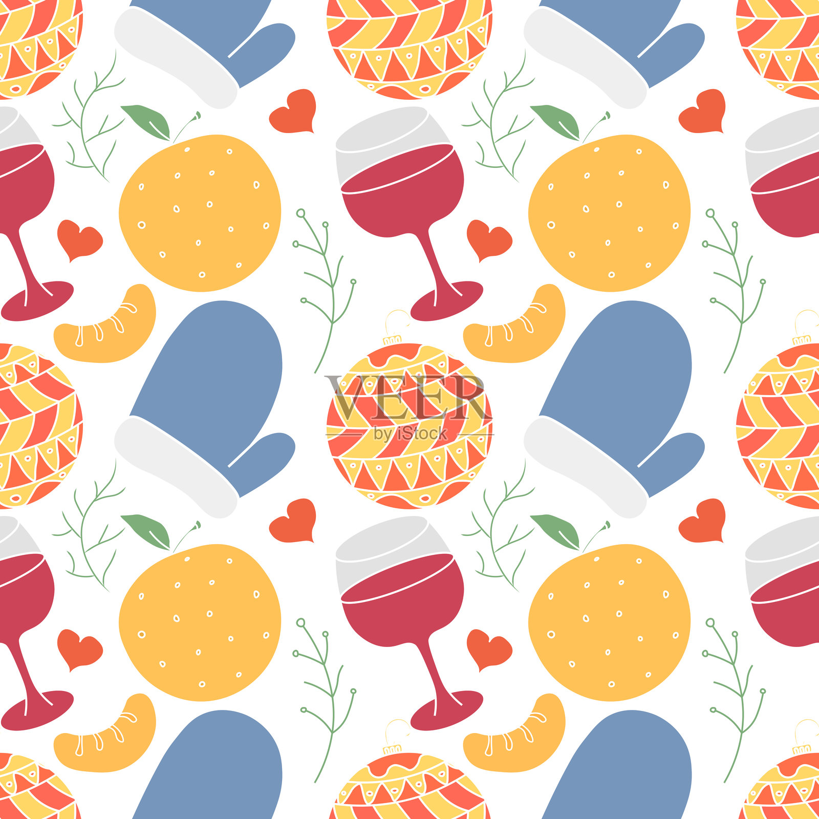 无缝圣诞图案。新年背景插画图片素材