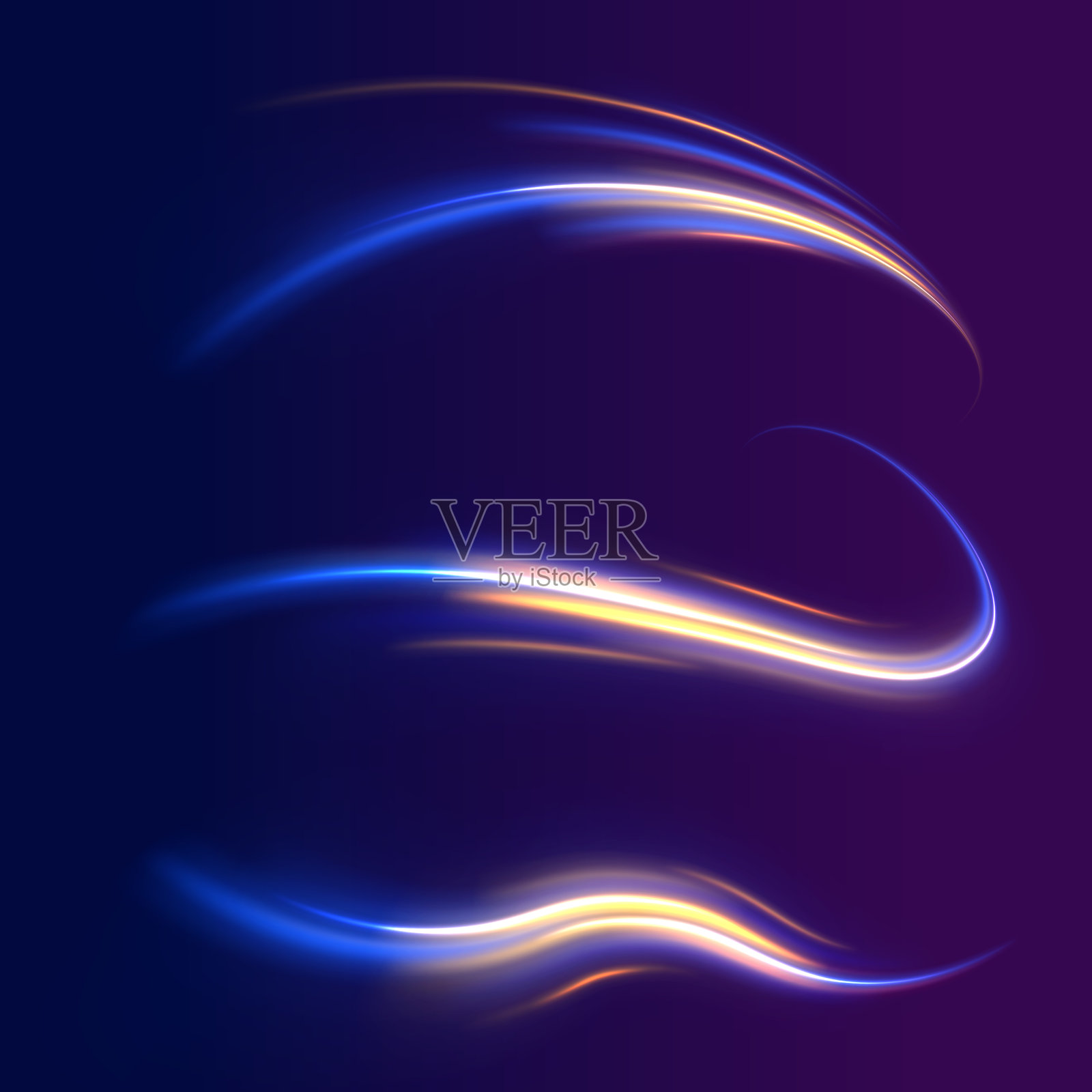 霓虹条纹呈现出钻头、转动和旋转的形状。光速概念背景。抽象背景旋转边界线。插画图片素材