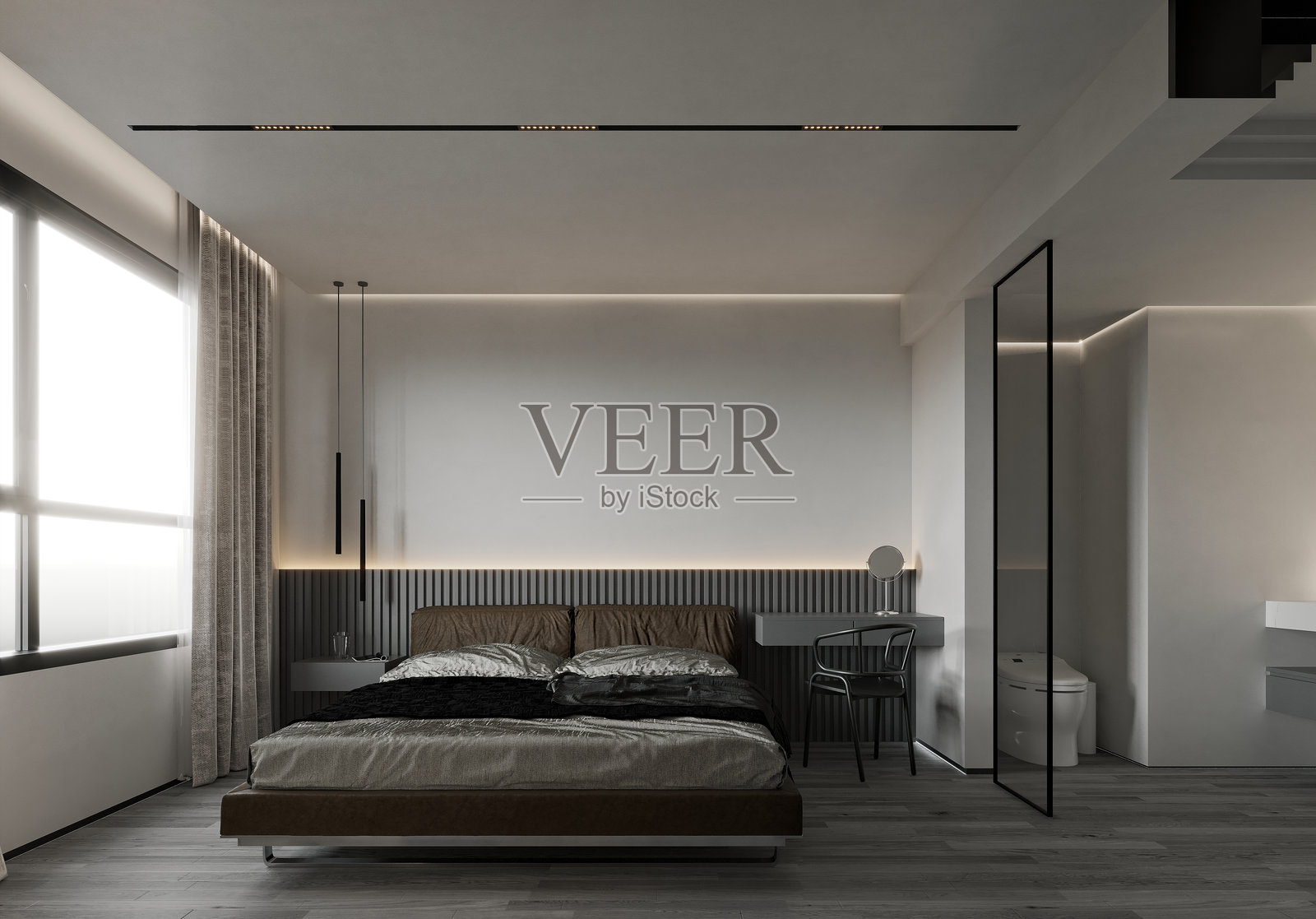 酒店房间的3D渲染图照片摄影图片