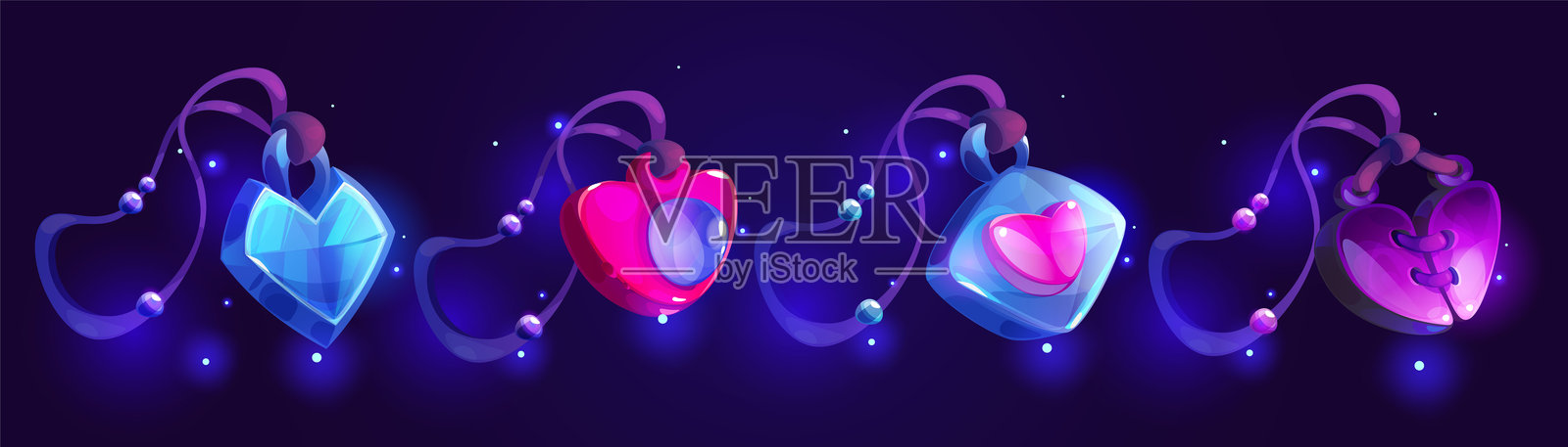 魔法游戏护身符图标。幻想水晶吊坠插画图片素材