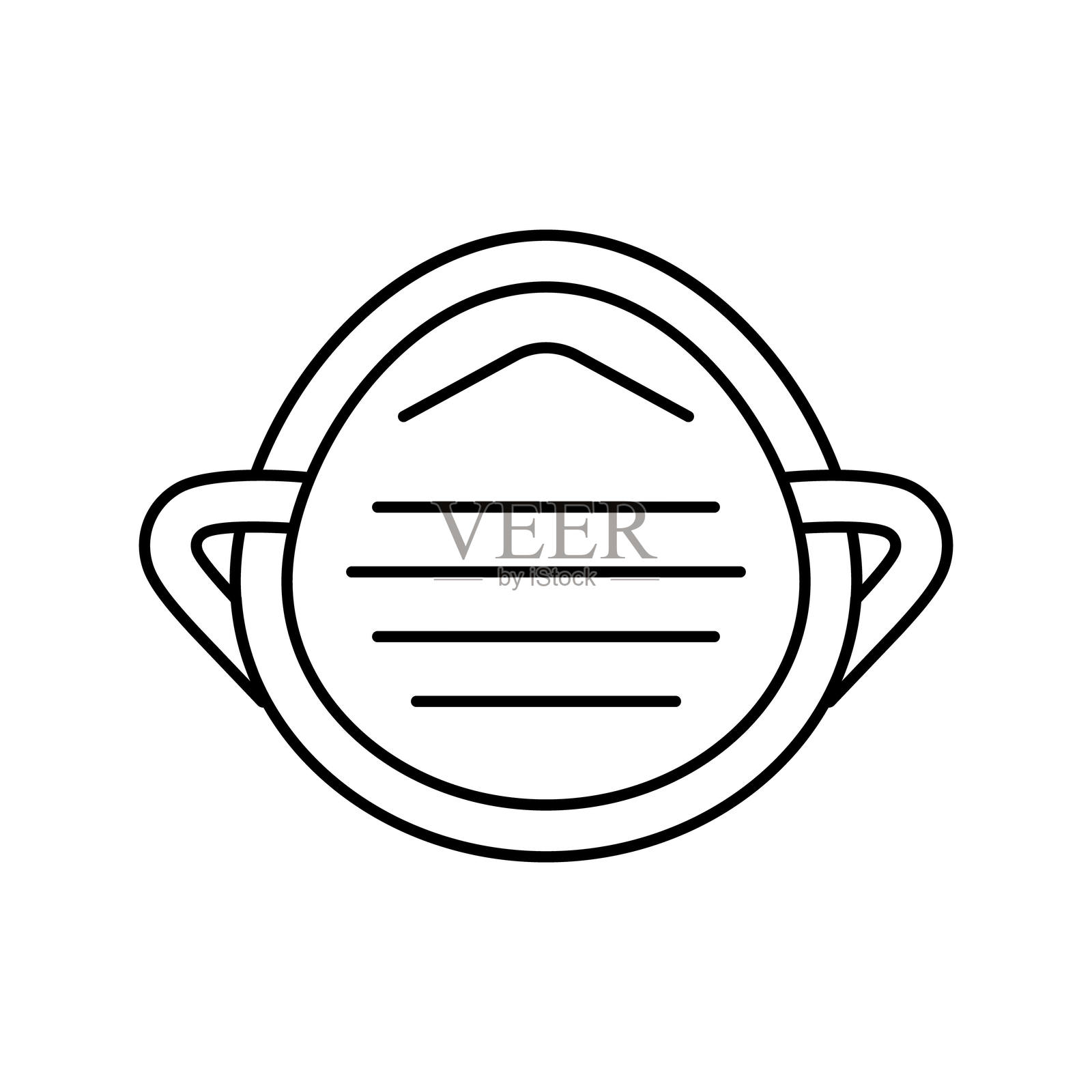 防尘口罩个人防护装备线条图标插图插画图片素材