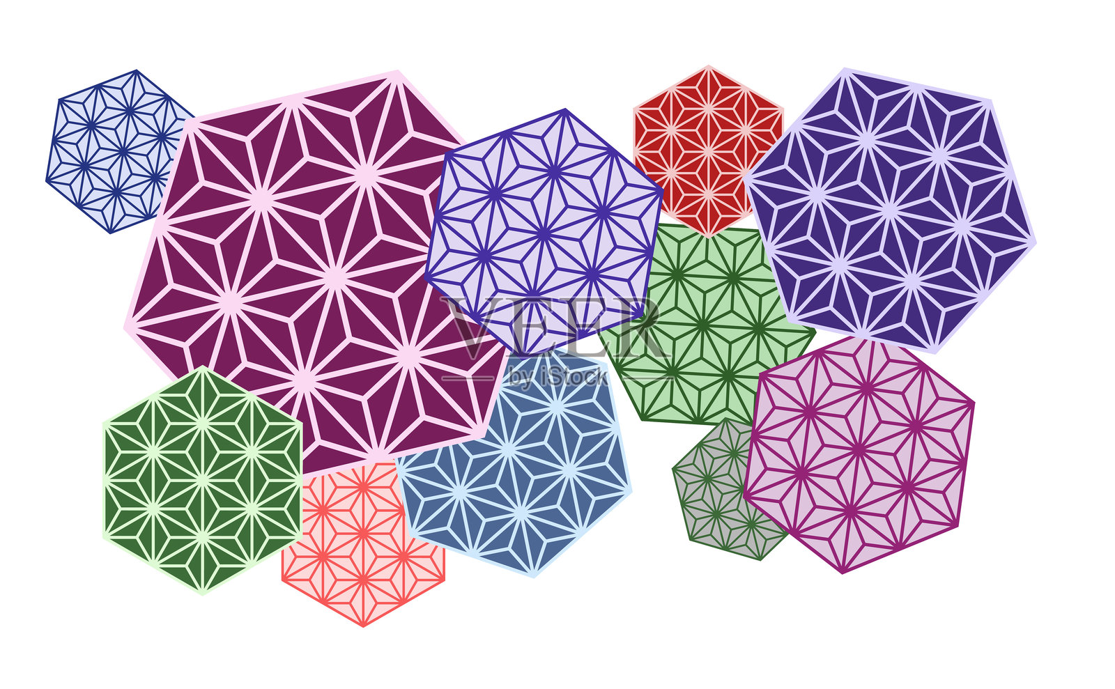 日本图案麻叶图案剪贴画麻叶插画图片素材