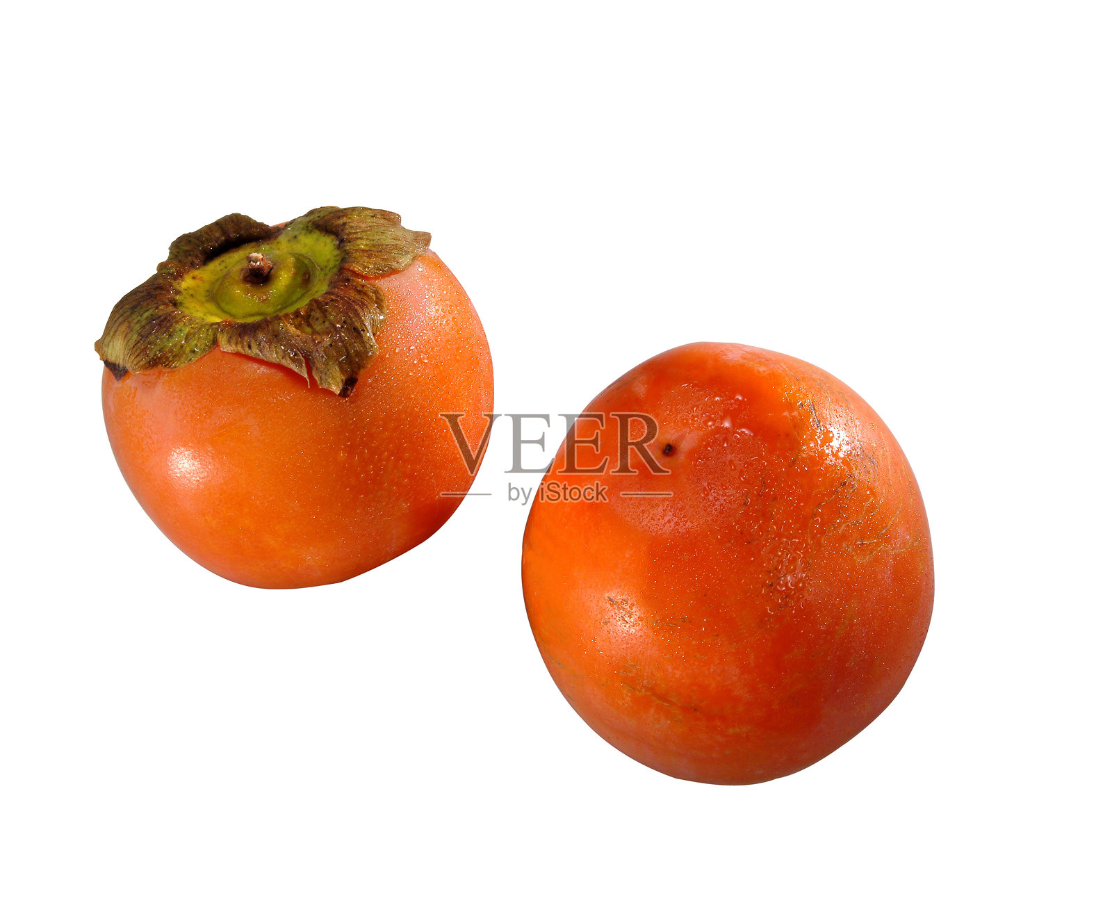 成熟柿子水果的静物,背景为白色照片摄影图片