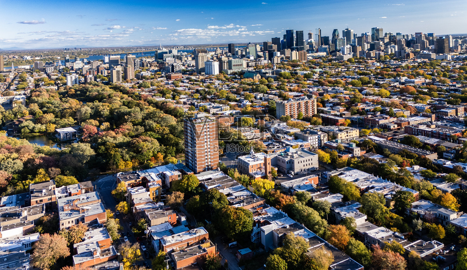 蒙特利尔拉丰丹公园的鸟瞰图照片摄影图片